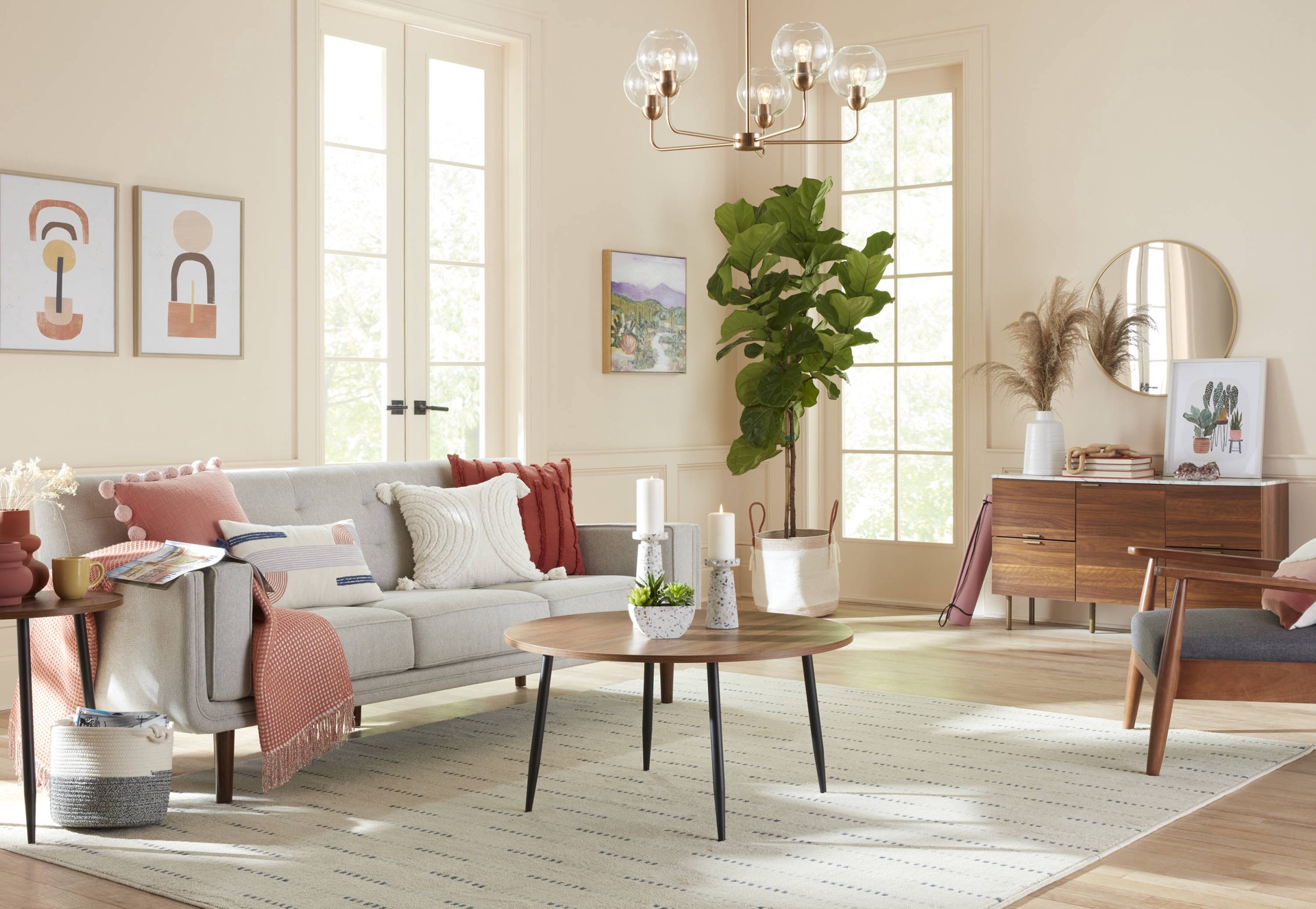 slide 5 of 6, Origin 21 40-in Matte White/Natural Indoor Desktop Pampas Grass Artificial flower, 1 ct