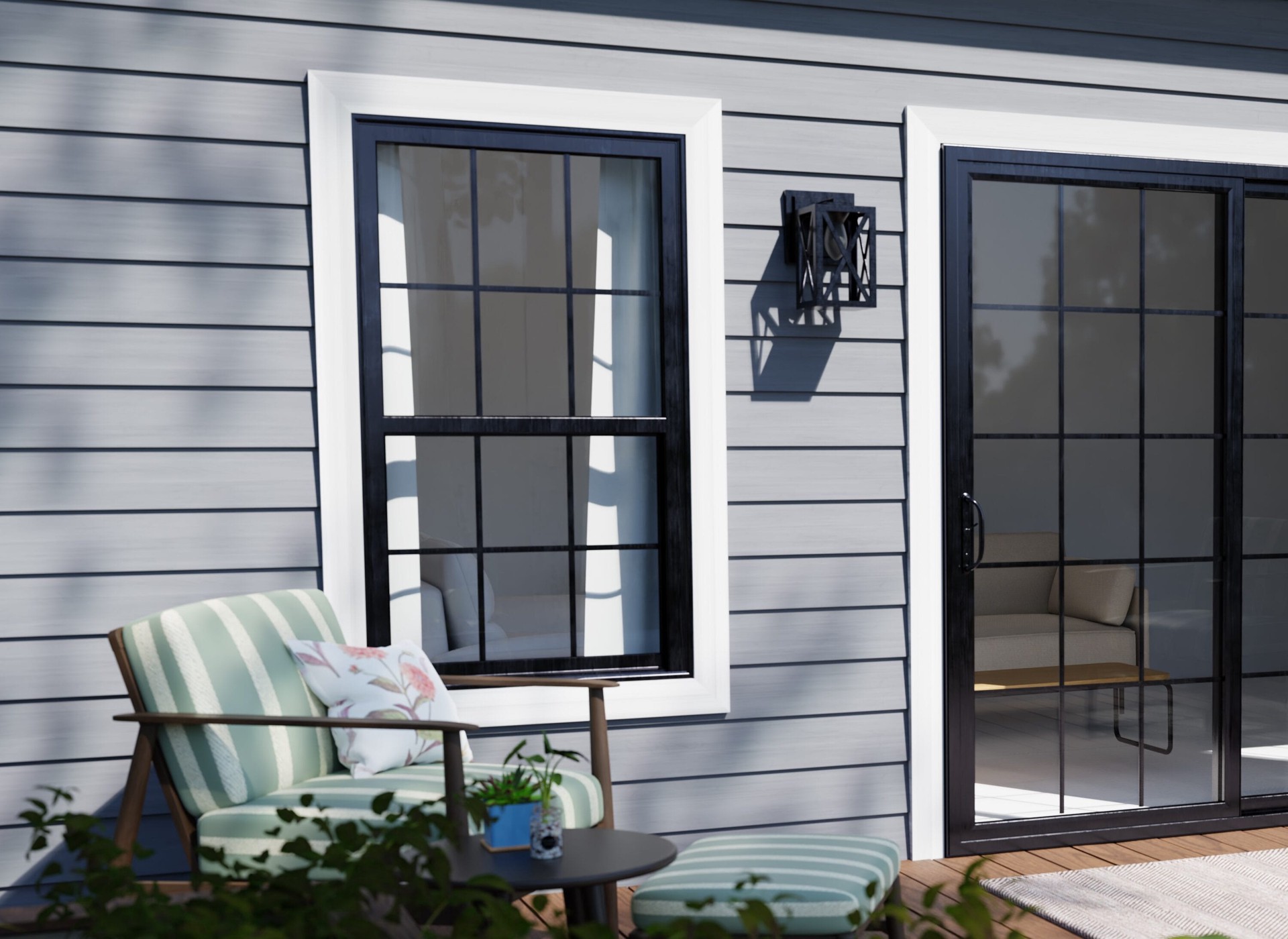 slide 6 of 6, RELIABILT 150 Series 35-1/2-in x 47-1/2-in Black Exterior Vinyl New Construction Single Hung Window Low-E Double Pane Glass with Grids, (Half Screen Included), 1 ct