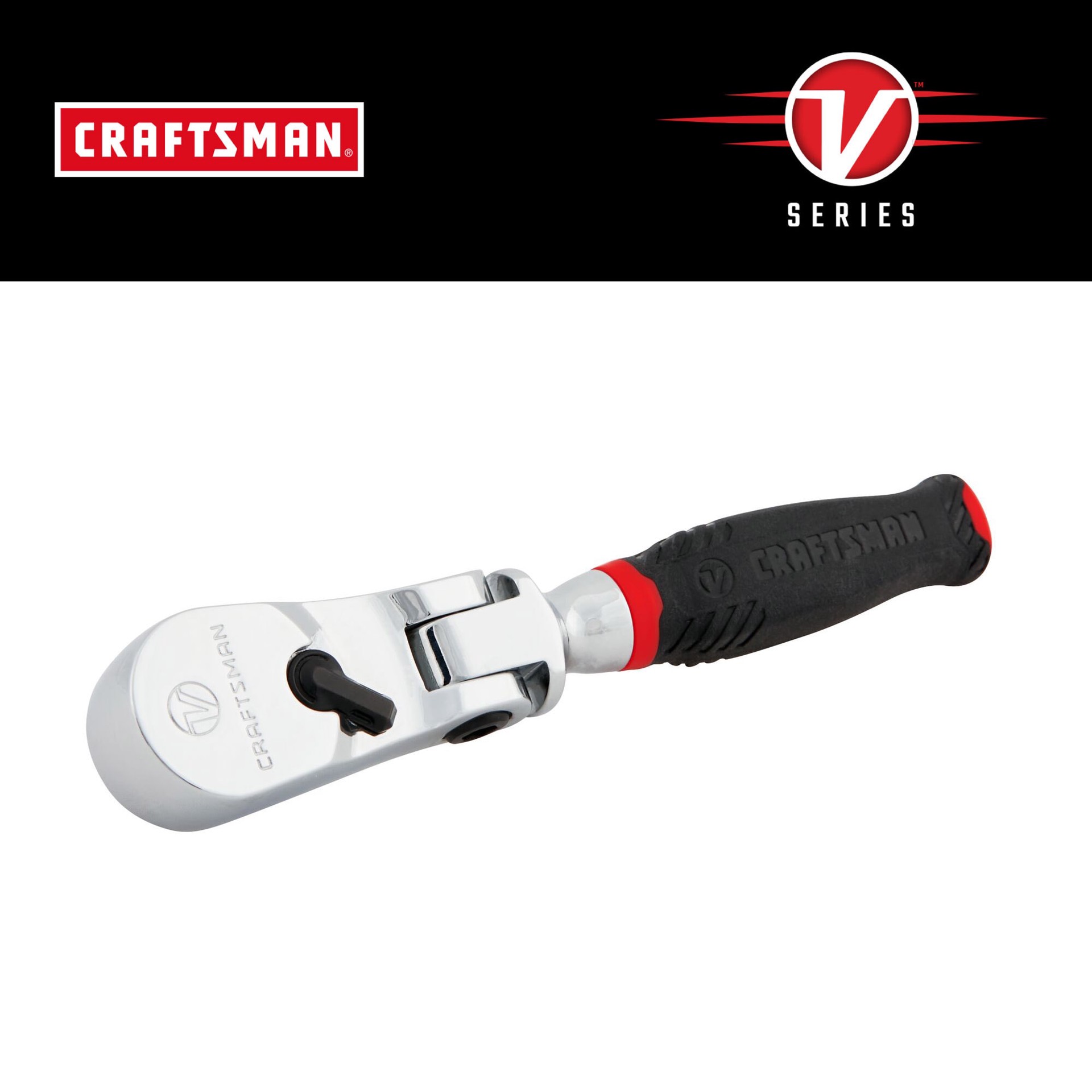 slide 1 of 6, CRAFTSMAN V-Series 80 -Tooth 1/4-in Drive Comfort grip Handle Flexible Head Ratchet, 1 ct