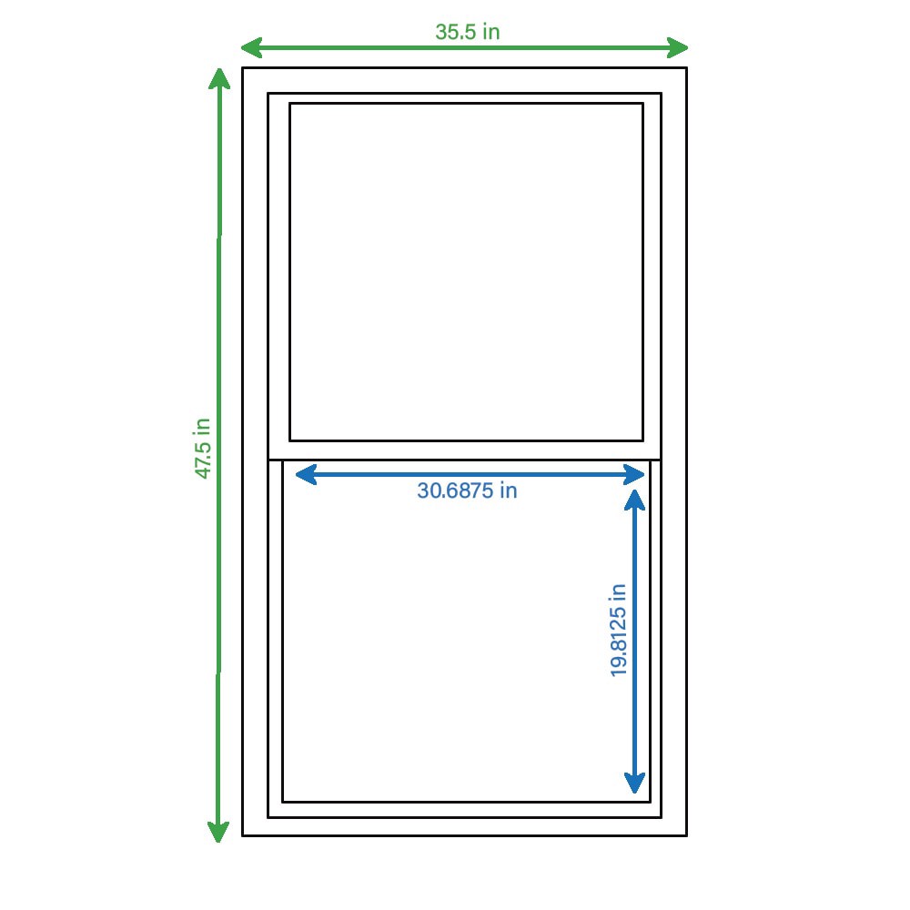 slide 2 of 6, RELIABILT 150 Series 35-1/2-in x 47-1/2-in Black Exterior Vinyl New Construction Single Hung Window Low-E Double Pane Glass (Half Screen Included), 1 ct
