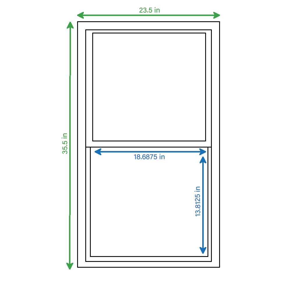 slide 2 of 6, RELIABILT 150 Series 23-1/2-in x 35-1/2-in Black Exterior Vinyl New Construction Single Hung Window Low-E Double Pane Glass (Half Screen Included), 1 ct