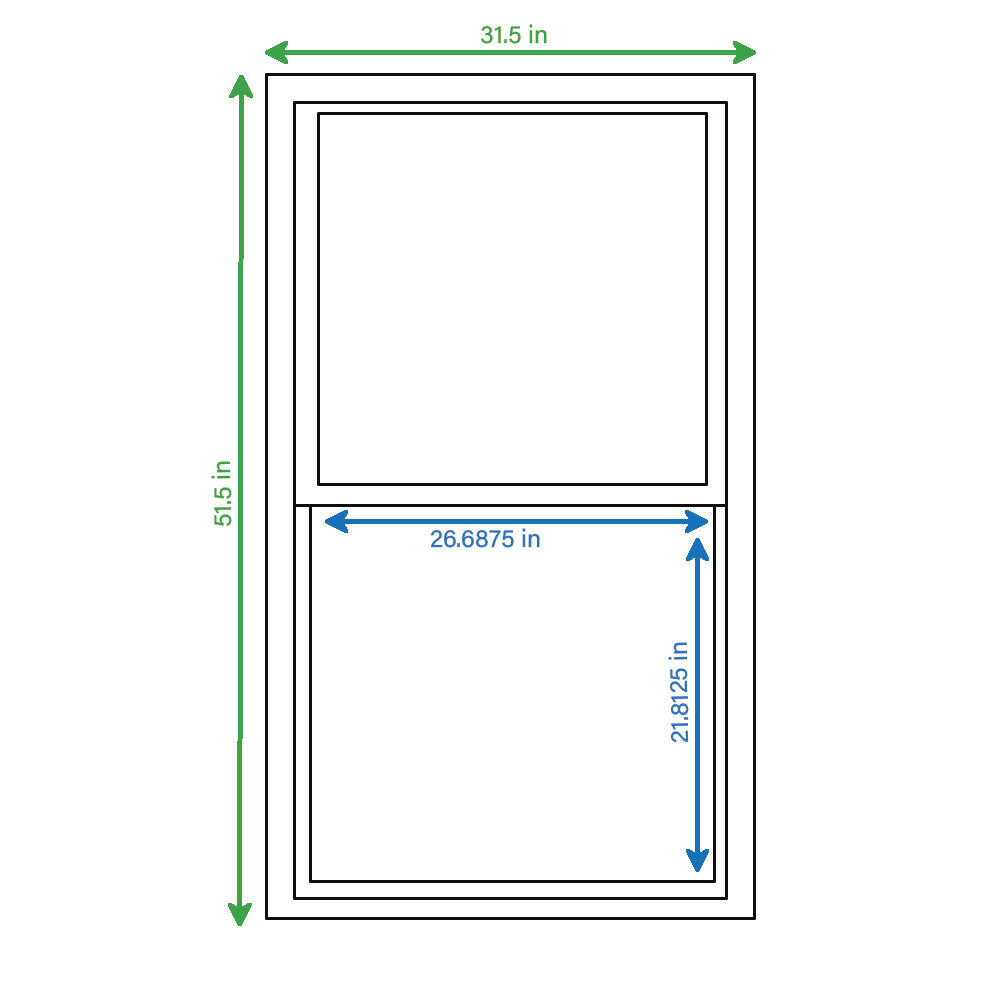 slide 2 of 6, RELIABILT 150 Series 31-1/2-in x 51-1/2-in Black Exterior Vinyl New Construction Single Hung Window Low-E Double Pane Glass (Half Screen Included), 1 ct