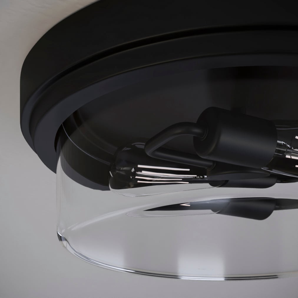 slide 5 of 6, allen + roth Buxton Creek 2 -Light 13-in Matte Black Indoor/Outdoor Flush Mount Light, 1 ct