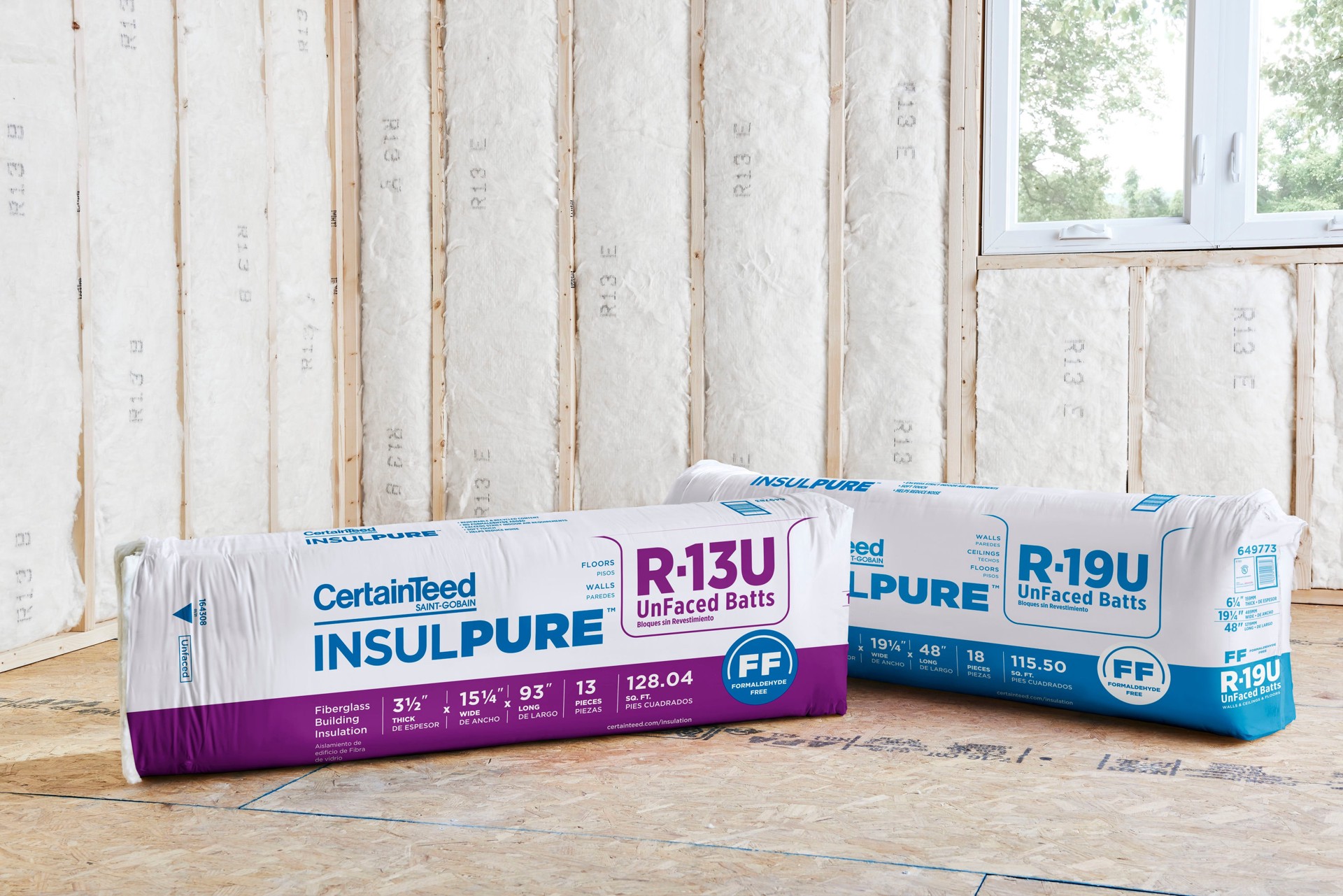 slide 2 of 6, CertainTeed InsulPure R- 13 Wall Unfaced Fiberglass Batt Insulation 128.04-sq ft ( 15.25-in W x 93-in L), 1 ct