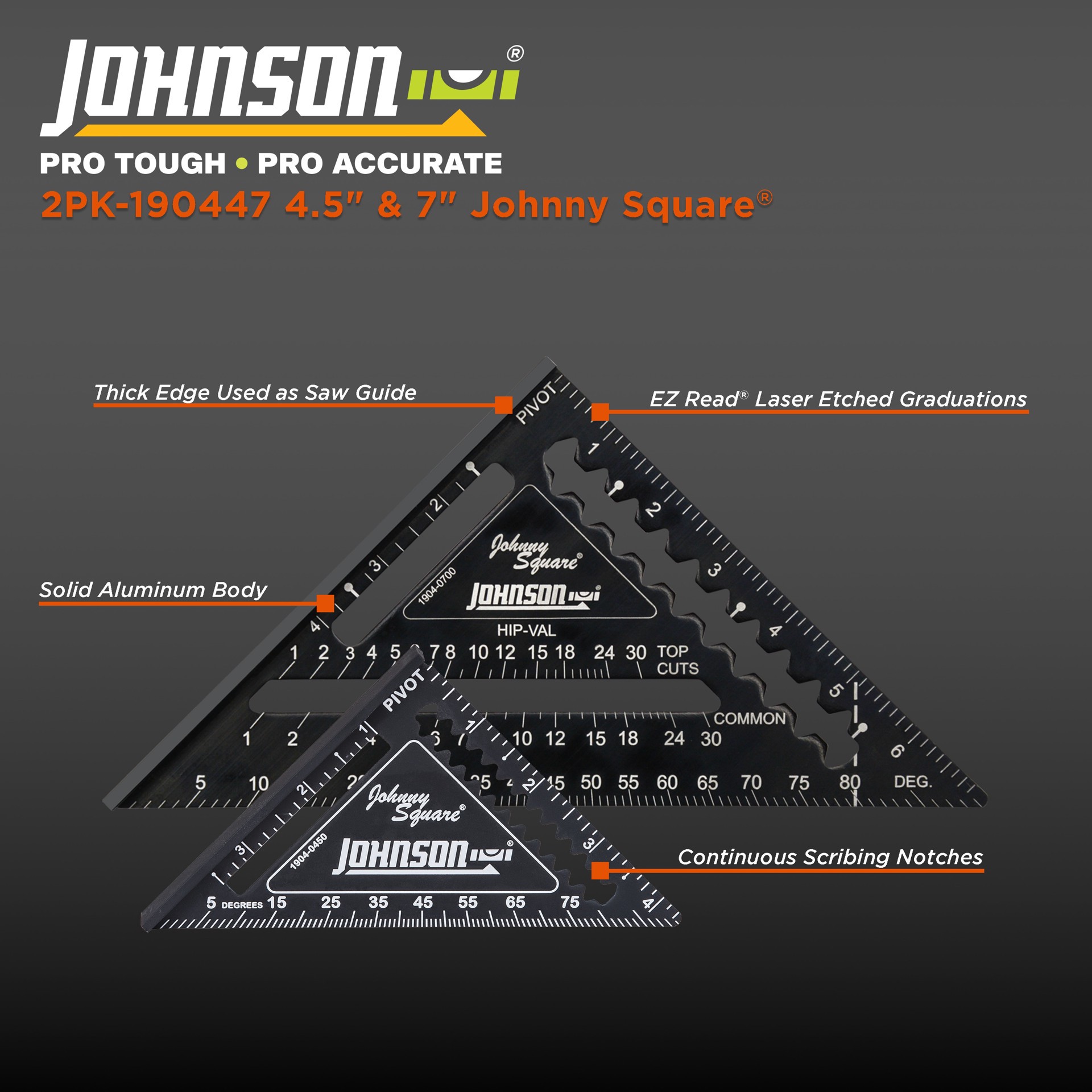 slide 4 of 4, Johnson Level Aluminum Rafter/Speed square, 1 ct
