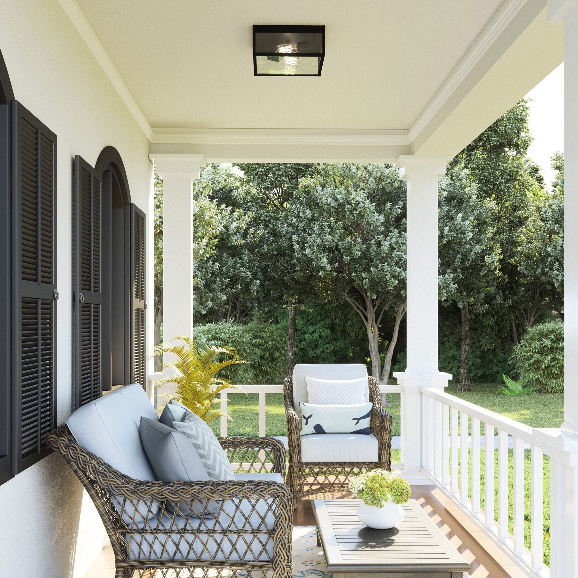 slide 4 of 6, Quoizel Breitling 2 -Light 12-in Matte Black Indoor/Outdoor Flush Mount Light, 1 ct