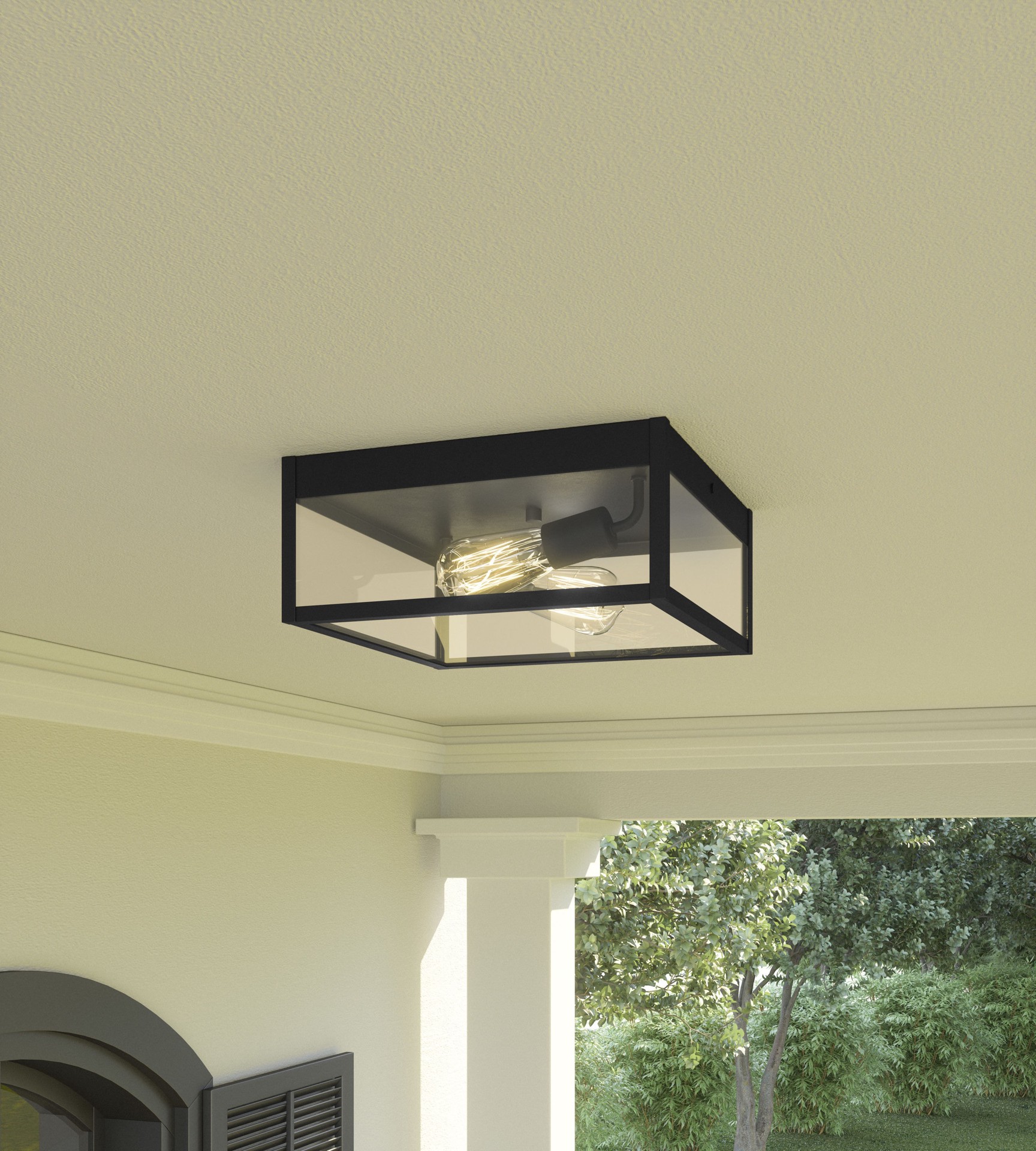 slide 5 of 6, Quoizel Breitling 2 -Light 12-in Matte Black Indoor/Outdoor Flush Mount Light, 1 ct