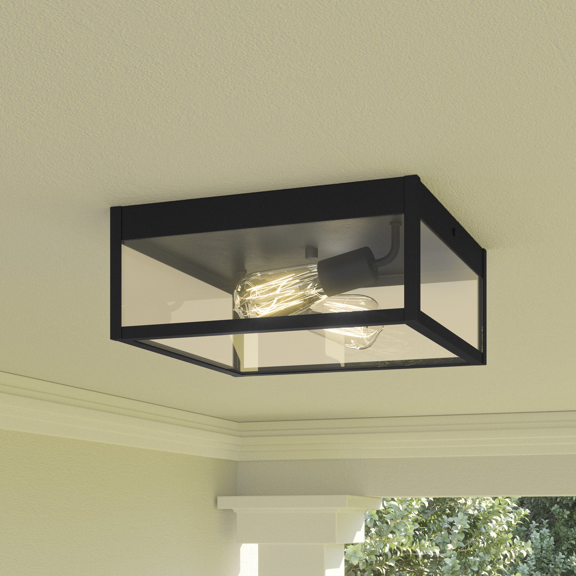 slide 1 of 6, Quoizel Breitling 2 -Light 12-in Matte Black Indoor/Outdoor Flush Mount Light, 1 ct