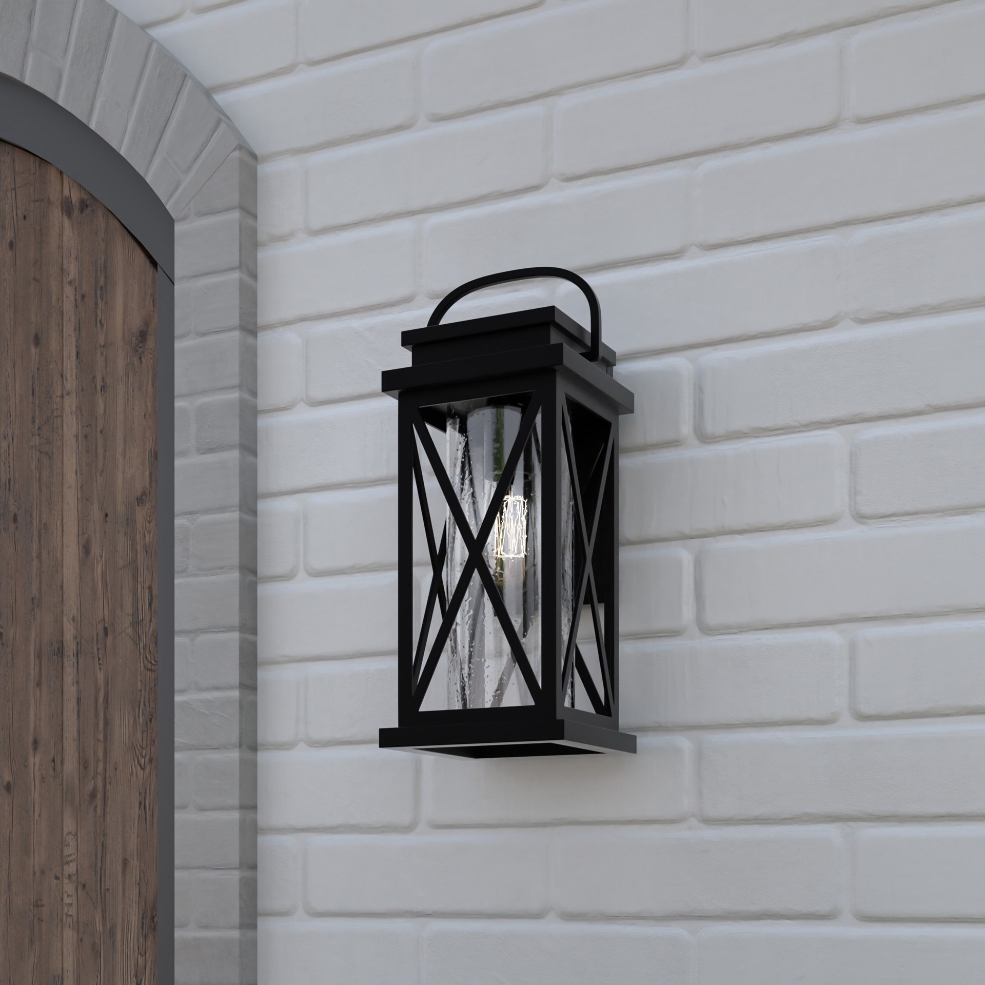 slide 1 of 6, Quoizel Saint Elias 1 -Light 17.88-in H Matte Black Hardwired Outdoor Wall Light, 1 ct