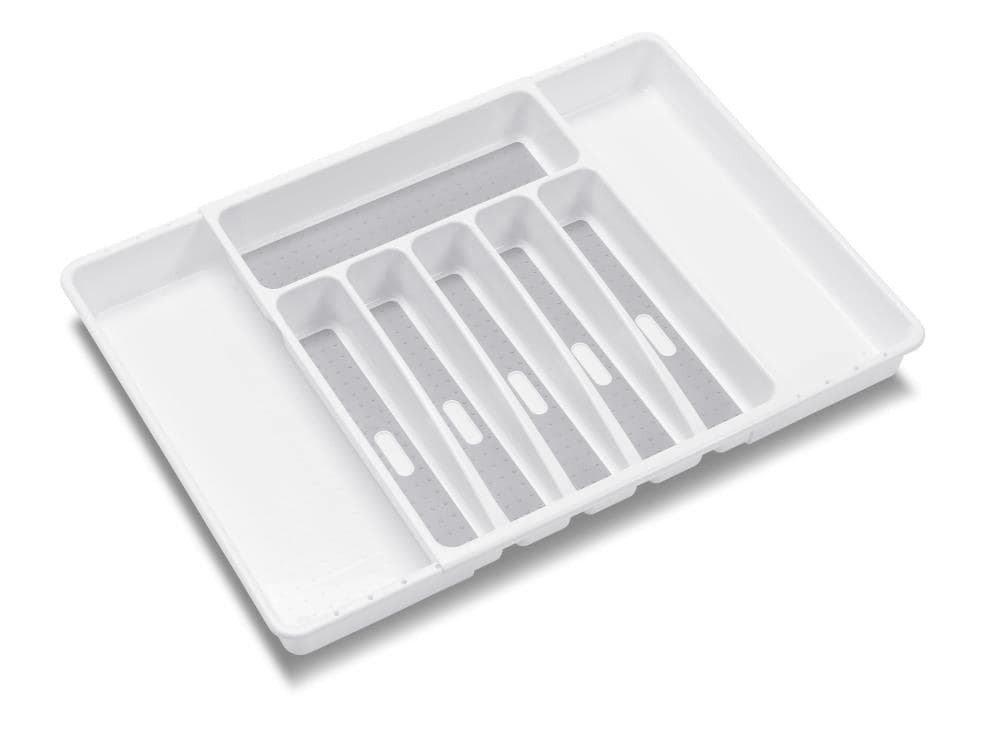 slide 1 of 4, Style Selections 15.02-in x 12.88-in White Plastic Expandable Drawer Organizer, 1 ct