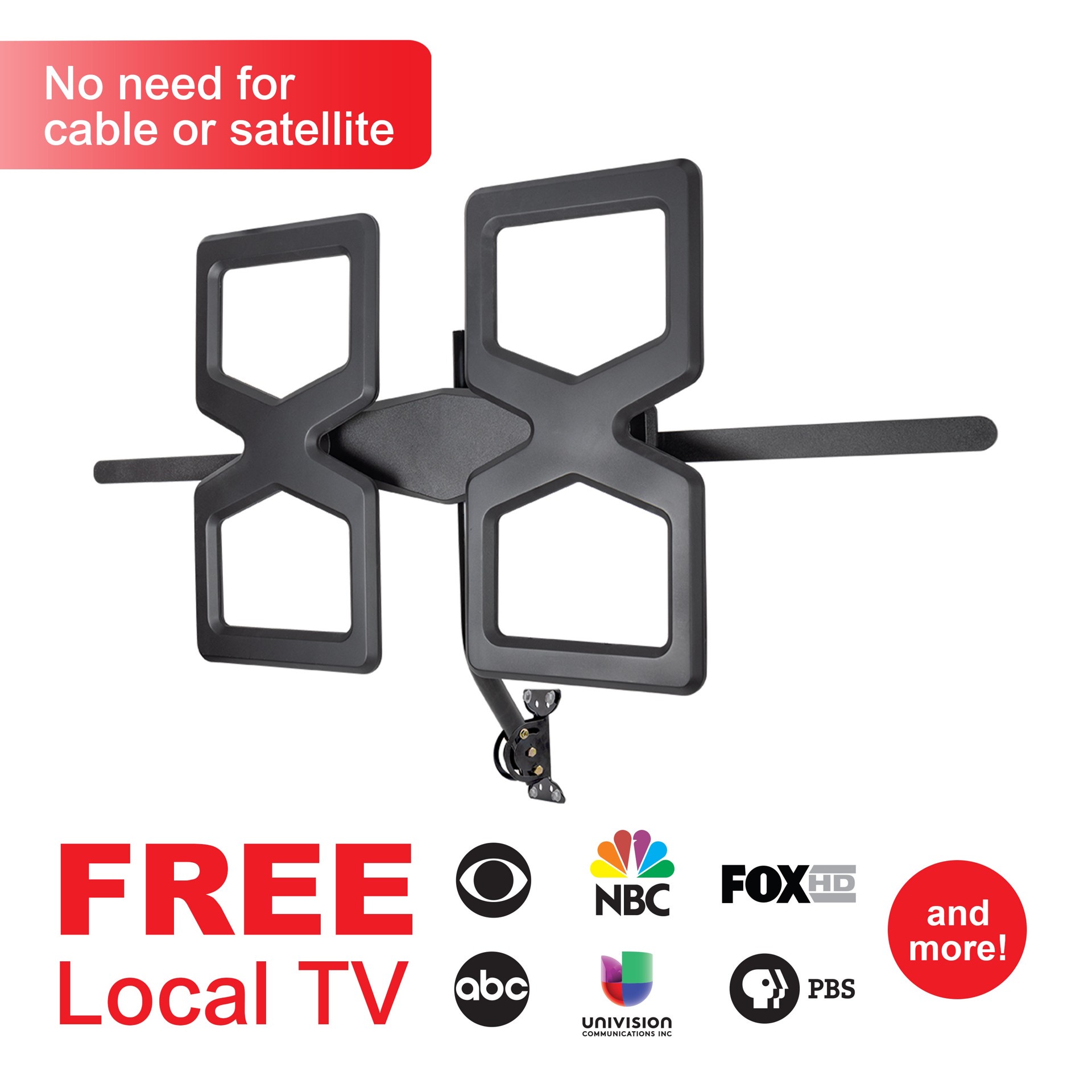 slide 3 of 6, GE Surface mount Directional Outdoor HD UHF VHF TV Antenna, 1 ct