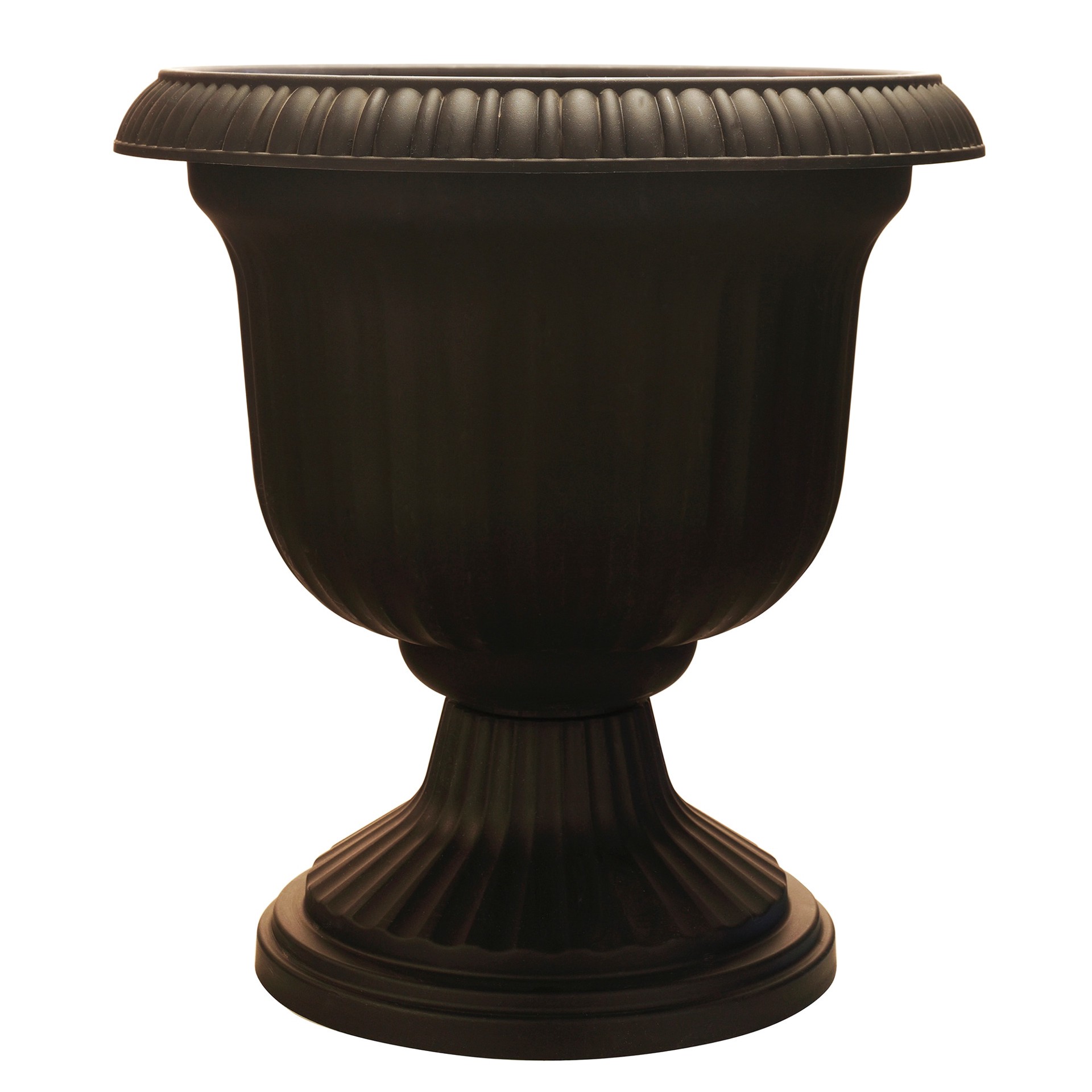 slide 1 of 6, Garden Treasures Urn 19.0-in W x 19.0-in L Black Plastic Indoor/Outdoor Planter, 1 ct