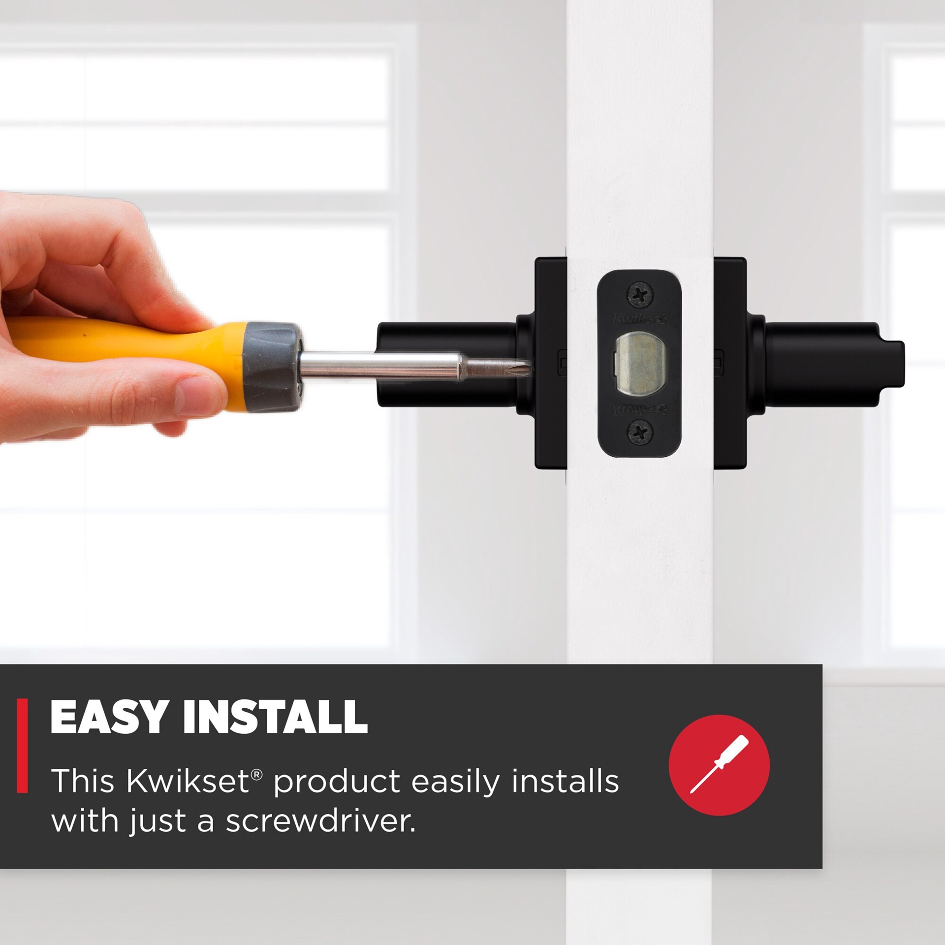 slide 3 of 6, Kwikset Casey Matte Black Interior or Bed/Bath Privacy Door Handle, 1 ct