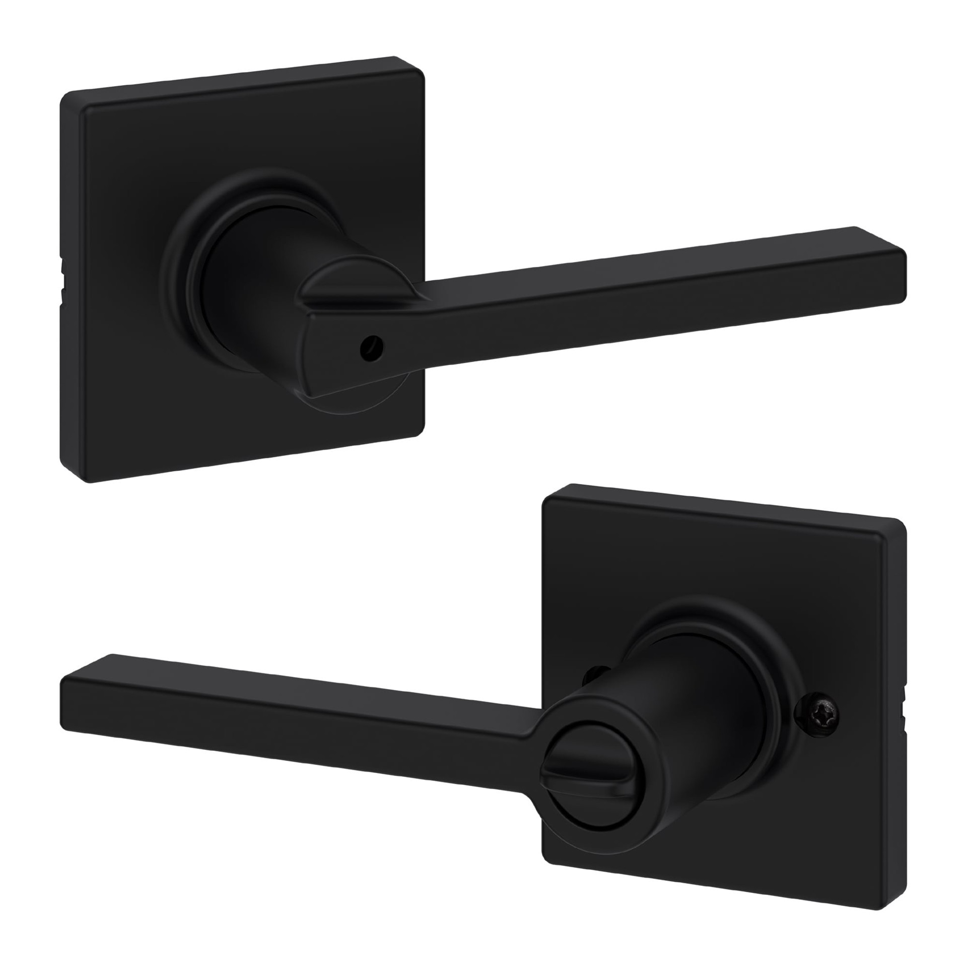 slide 1 of 6, Kwikset Casey Matte Black Interior or Bed/Bath Privacy Door Handle, 1 ct