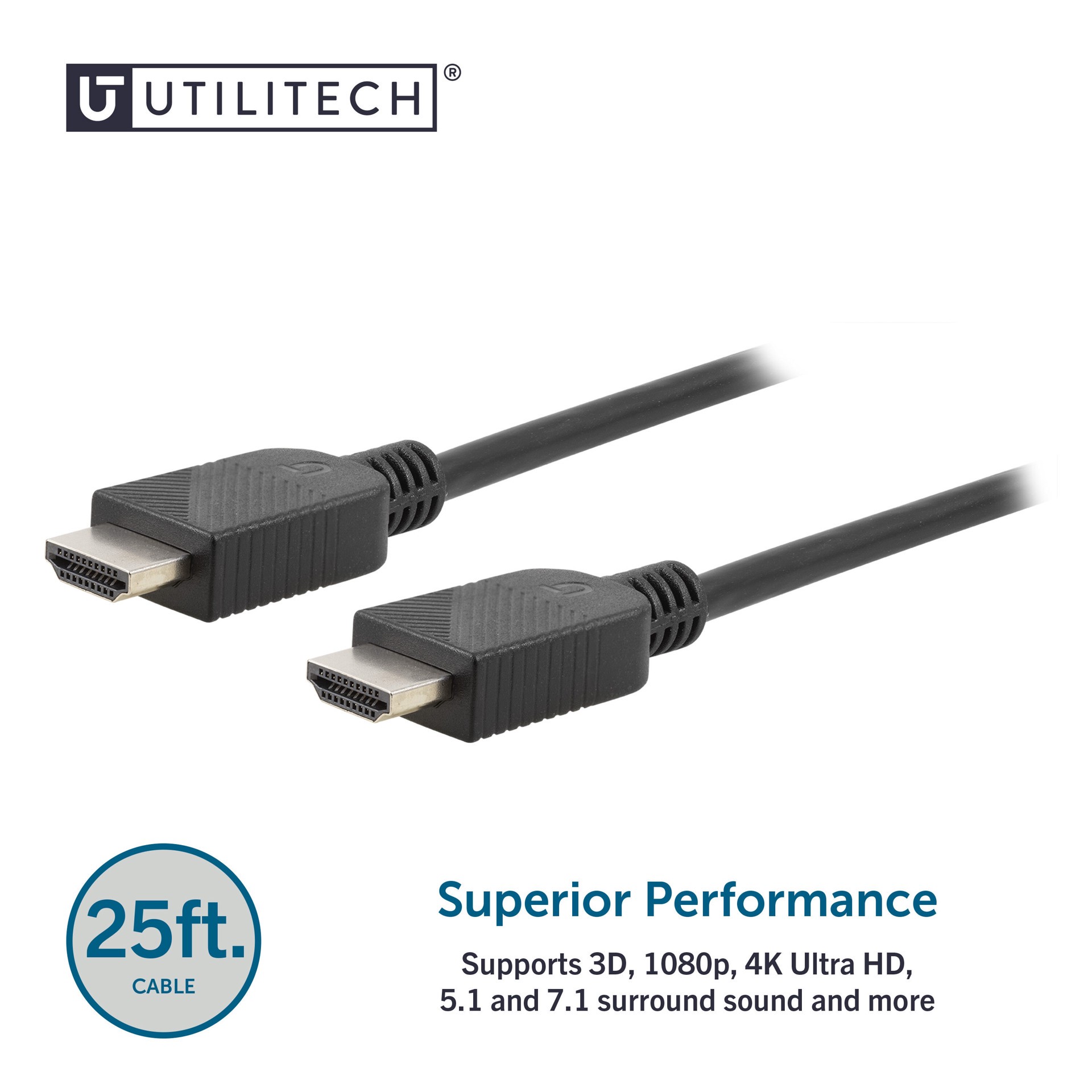 slide 5 of 6, Utilitech 4k HDMI to HDMI 25-ft Black, 1 ct