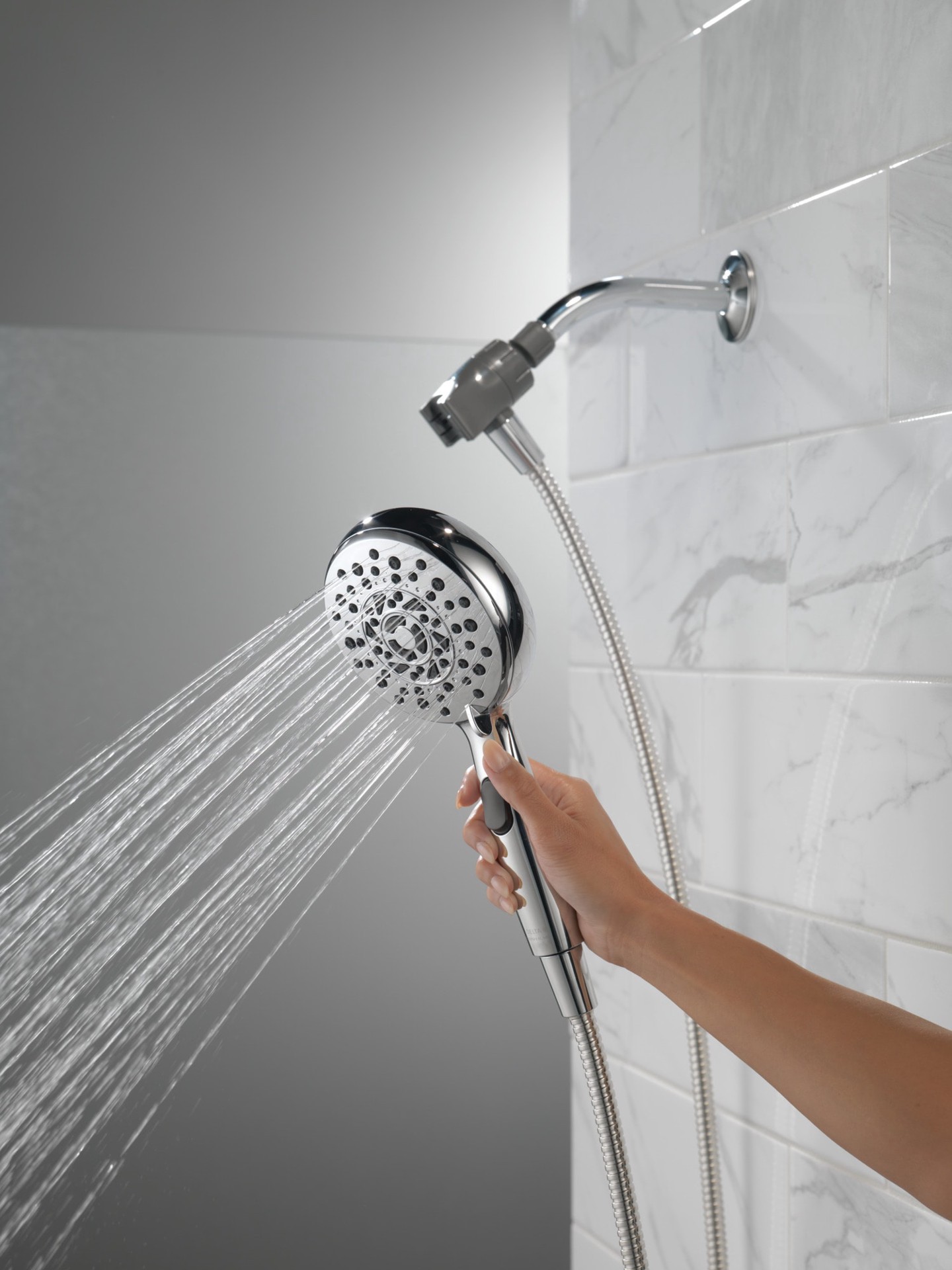 slide 2 of 6, Delta SureDock Magnetic 6.0 -Spray Chrome 4.875-in Round High Pressure Handheld Shower Head 1.75 GPM, 1 ct