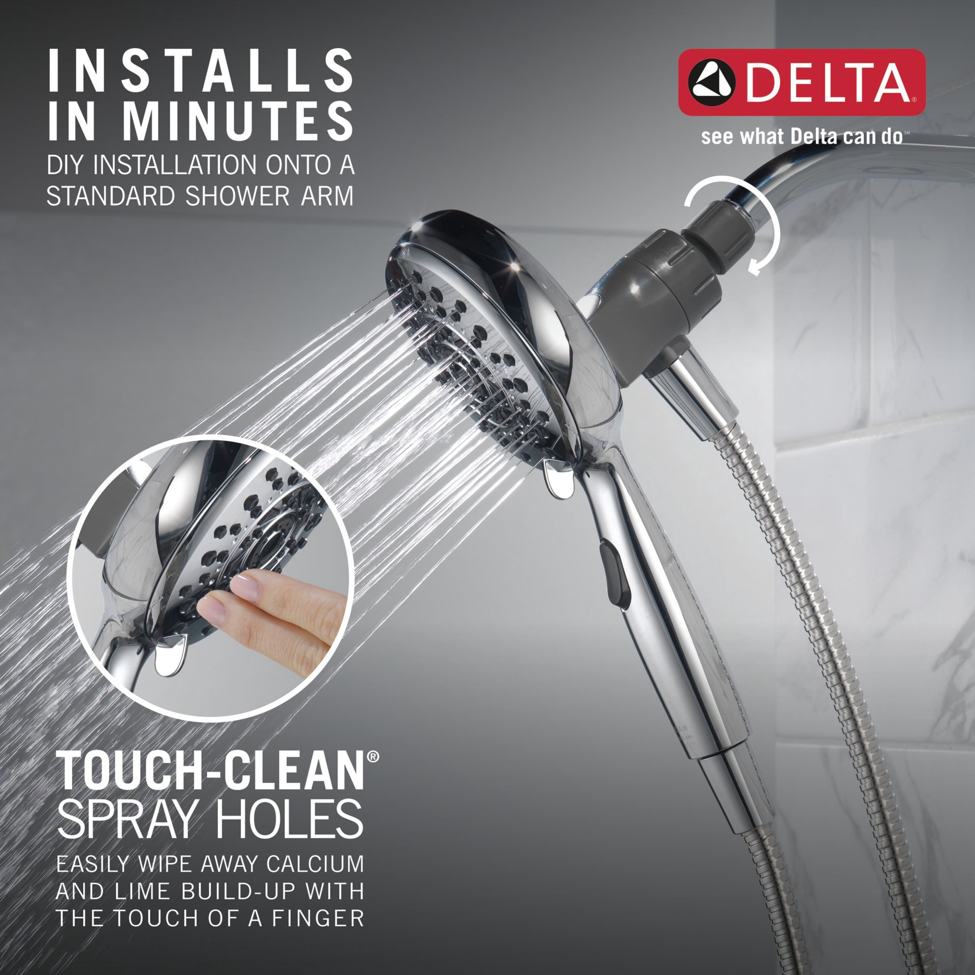 slide 4 of 6, Delta SureDock Magnetic 6.0 -Spray Chrome 4.875-in Round High Pressure Handheld Shower Head 1.75 GPM, 1 ct