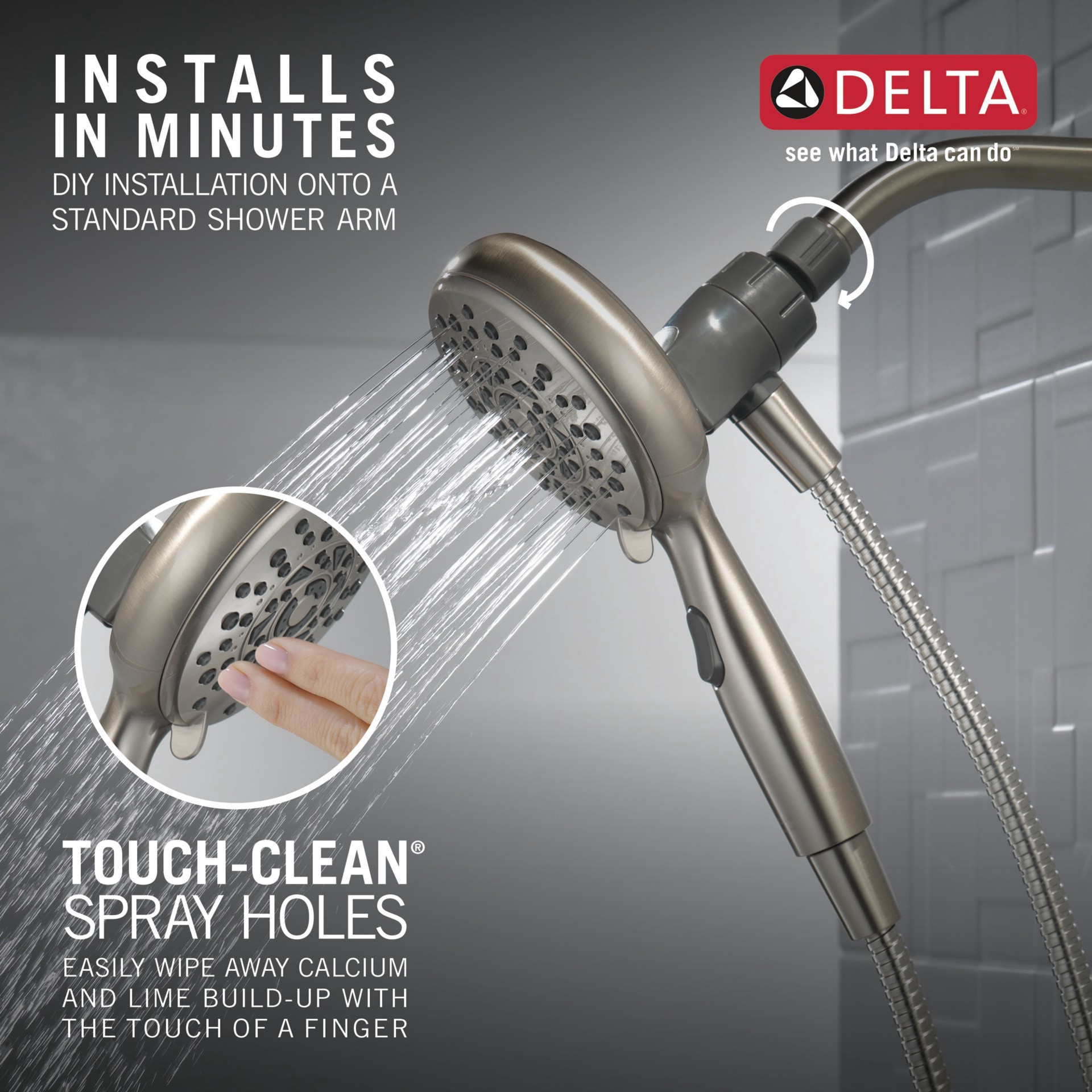 slide 4 of 6, Delta SureDock Magnetic 6.0 -Spray Satin Nickel 4.875-in Round High Pressure Handheld Shower Head 1.75 GPM, 1 ct