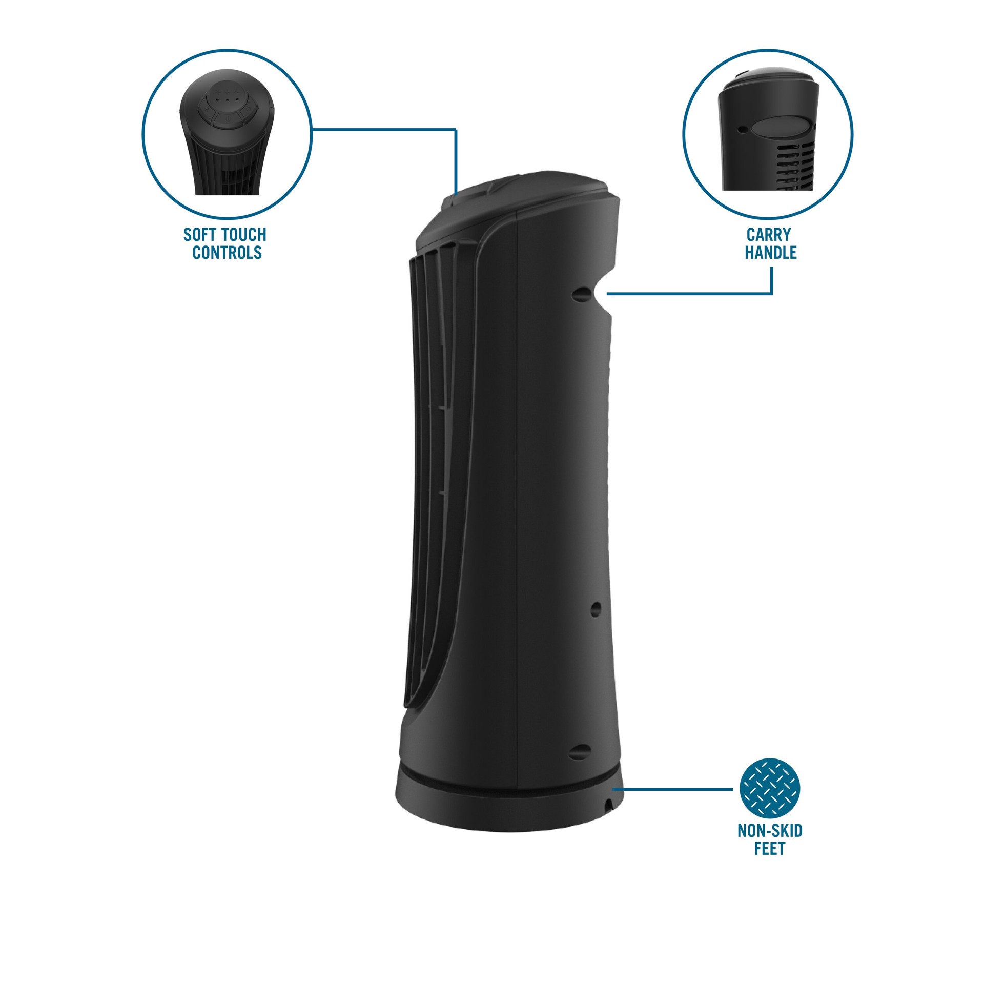 slide 3 of 6, Utilitech 14-in 120 -Volt 3 -Speed Indoor Black matte Oscillating Tower Fan, 1 ct