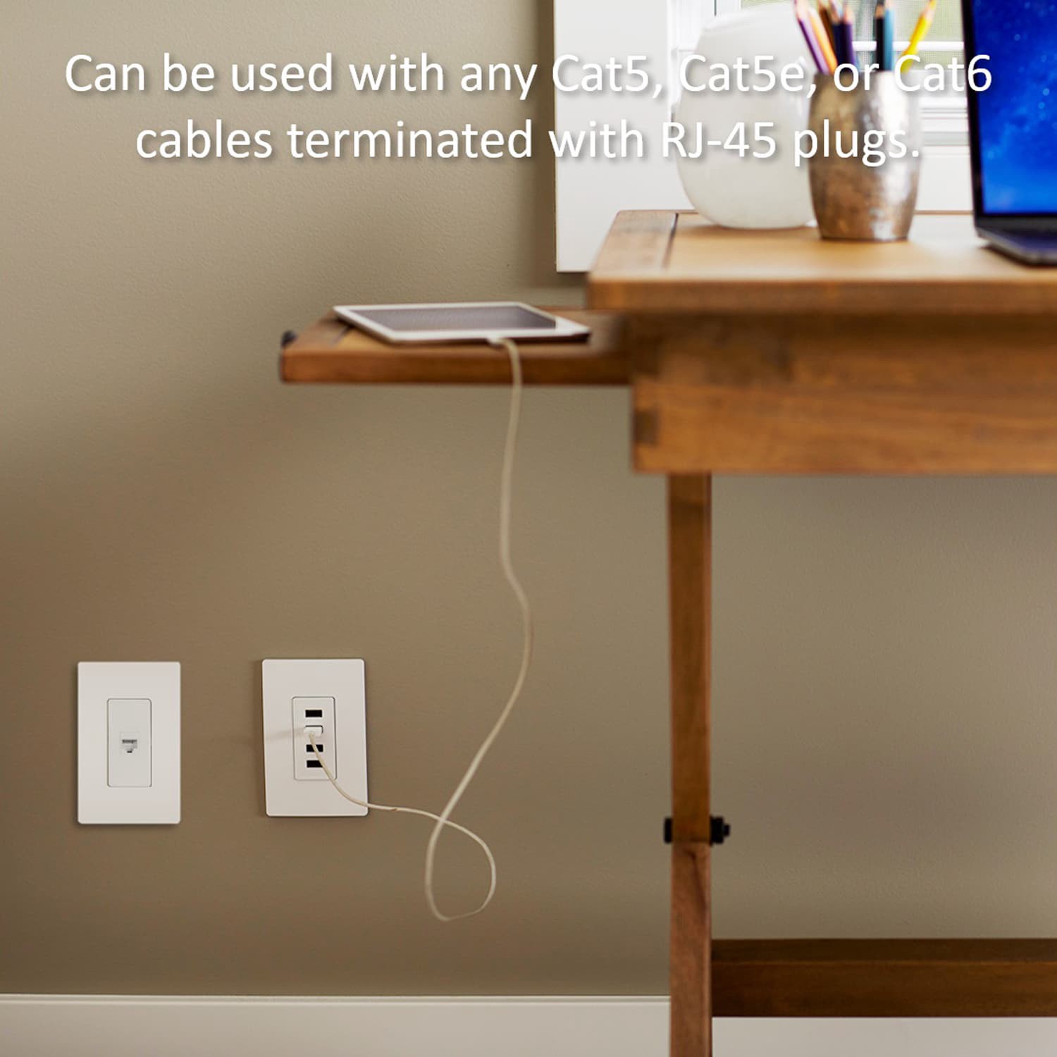 slide 5 of 5, Legrand 5 -Pack Plastic CAT6 Ethernet Wall Jack, 1 ct