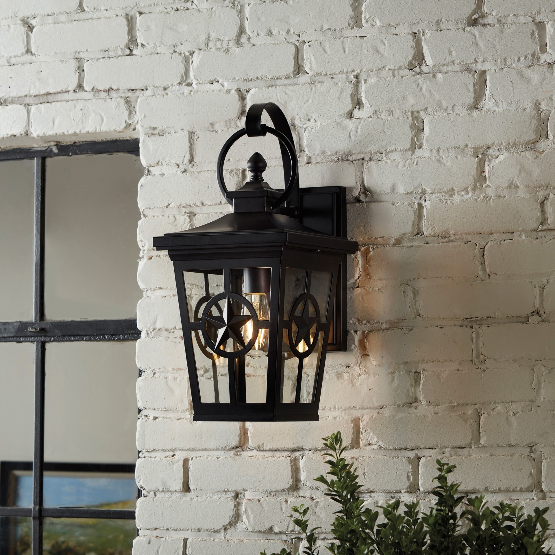 slide 3 of 6, allen + roth Amelia 1 -Light 19.30-in H Matte Black Hardwired Outdoor Wall Light, 1 ct