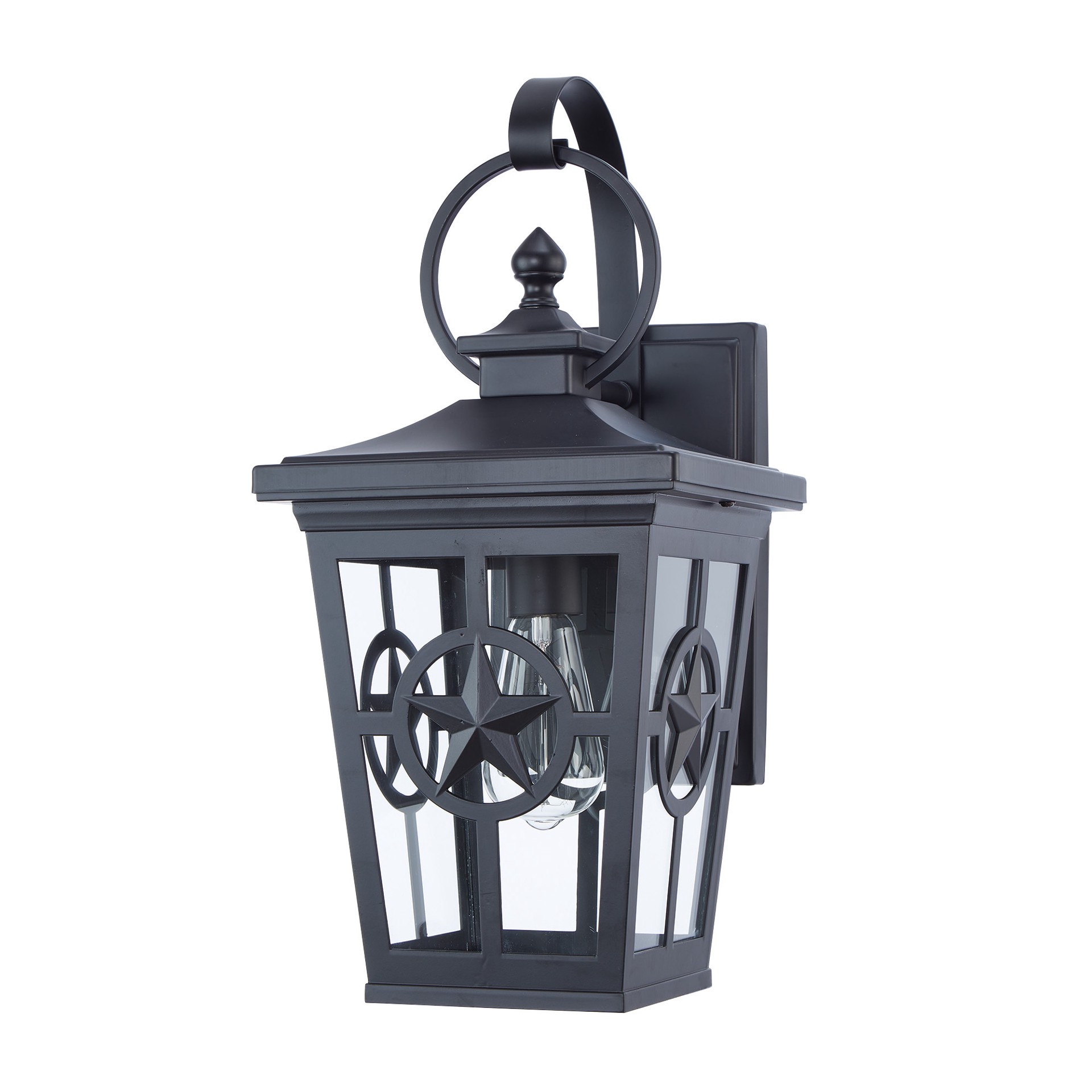 slide 4 of 6, allen + roth Amelia 1 -Light 19.30-in H Matte Black Hardwired Outdoor Wall Light, 1 ct