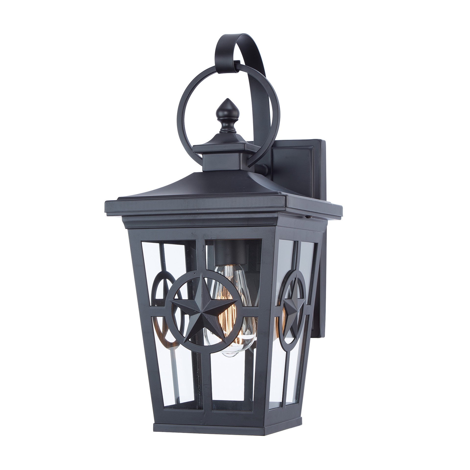 slide 5 of 6, allen + roth Amelia 1 -Light 19.30-in H Matte Black Hardwired Outdoor Wall Light, 1 ct
