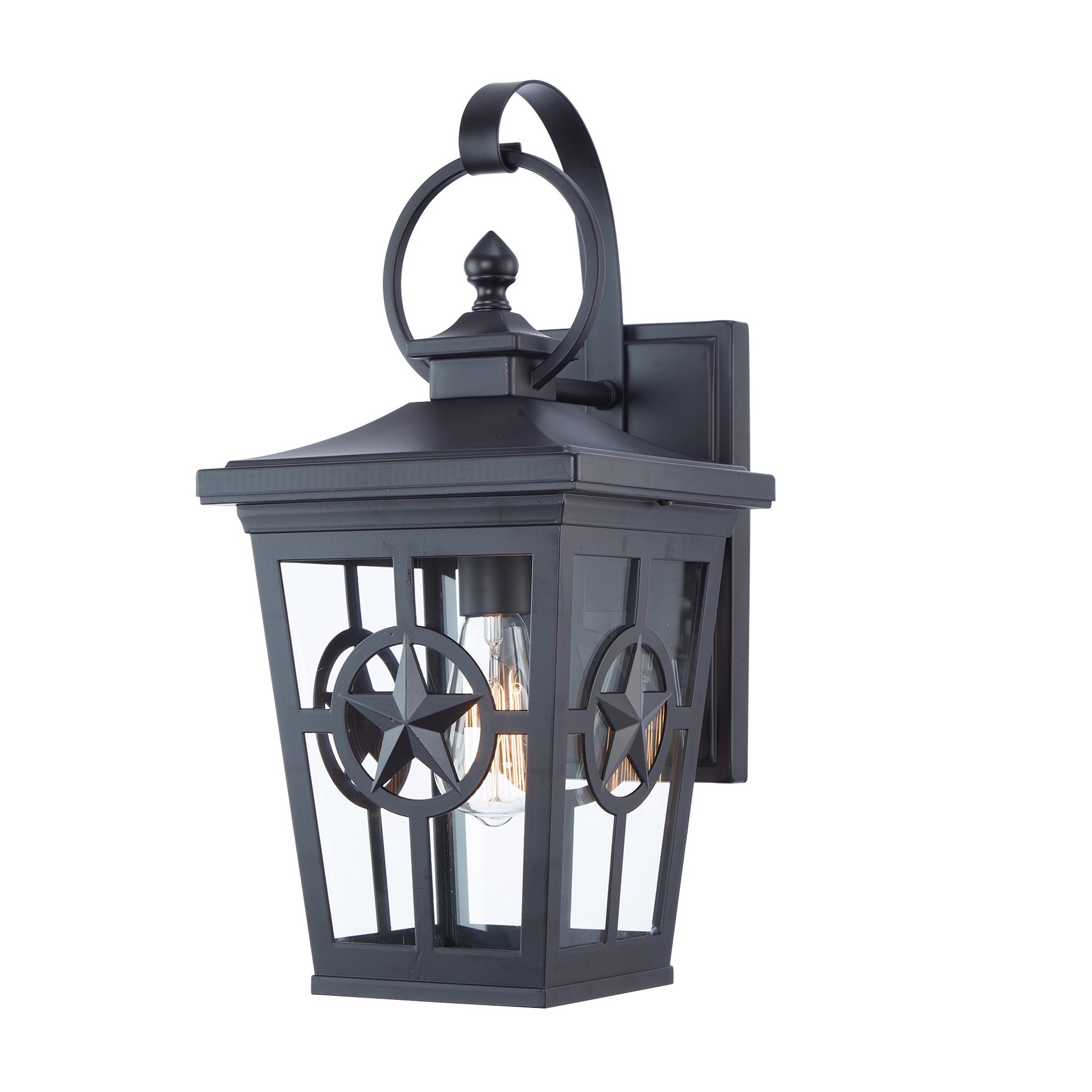 slide 6 of 6, allen + roth Amelia 1 -Light 19.30-in H Matte Black Hardwired Outdoor Wall Light, 1 ct