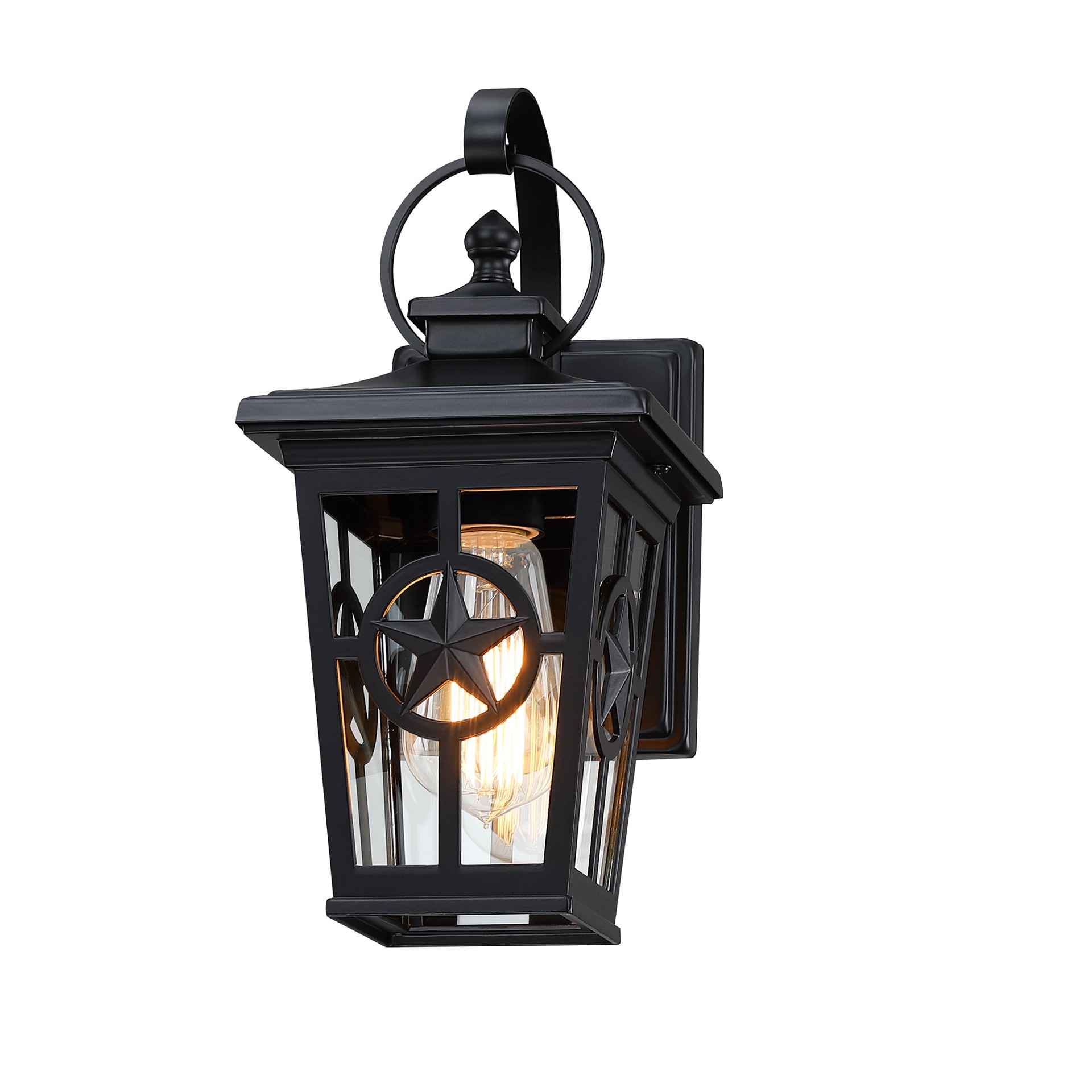 slide 5 of 6, allen + roth Amelia 1 -Light 11.80-in H Matte Black Hardwired Outdoor Wall Light, 1 ct