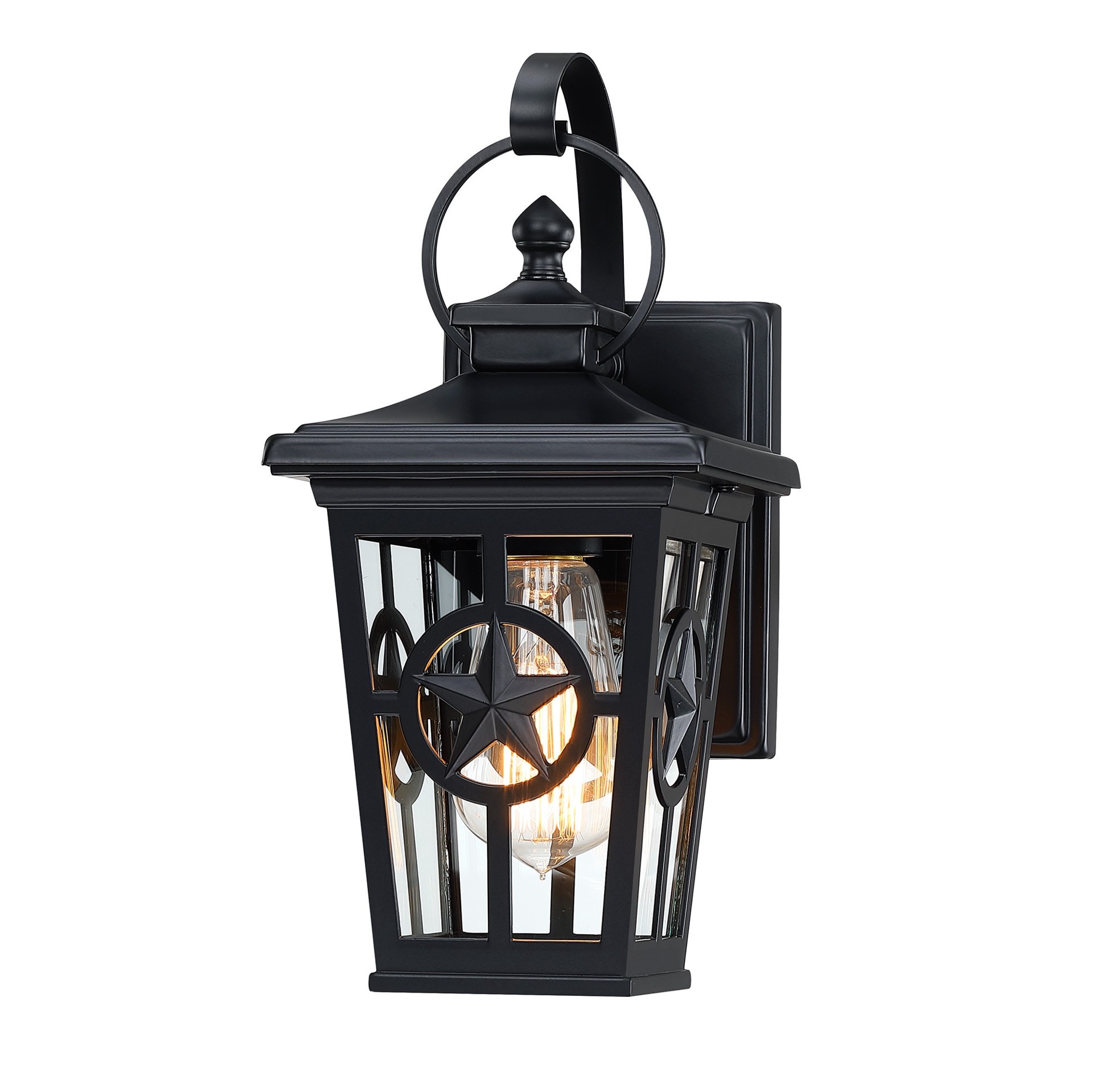 slide 6 of 6, allen + roth Amelia 1 -Light 11.80-in H Matte Black Hardwired Outdoor Wall Light, 1 ct