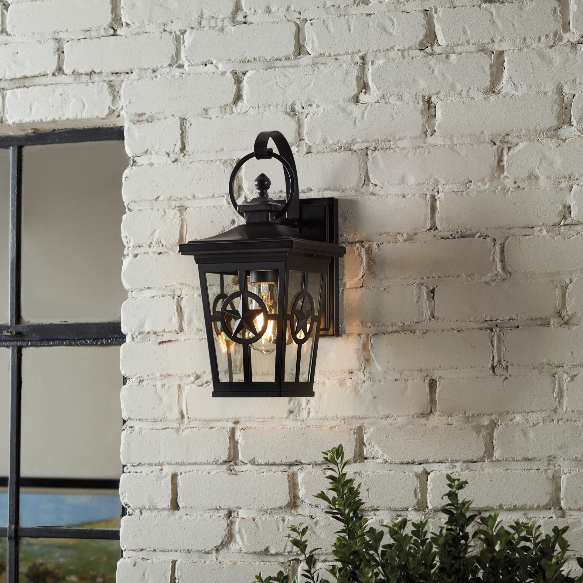 slide 3 of 6, allen + roth Amelia 1 -Light 15-in H Matte Black Hardwired Outdoor Wall Light, 1 ct