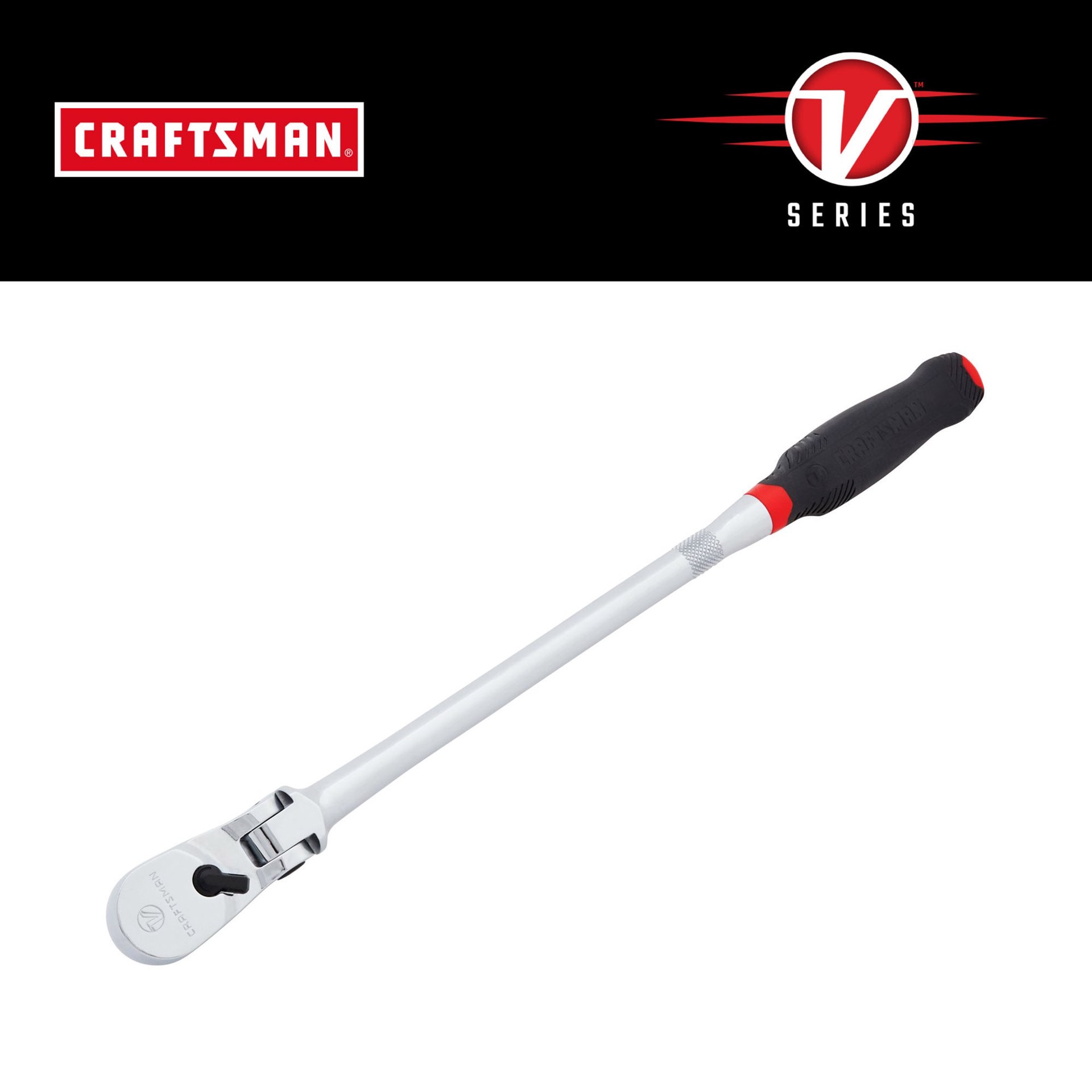 slide 1 of 6, CRAFTSMAN V-Series 96 -Tooth 3/8-in Drive Comfort grip Handle Flexible Head Ratchet, 1 ct