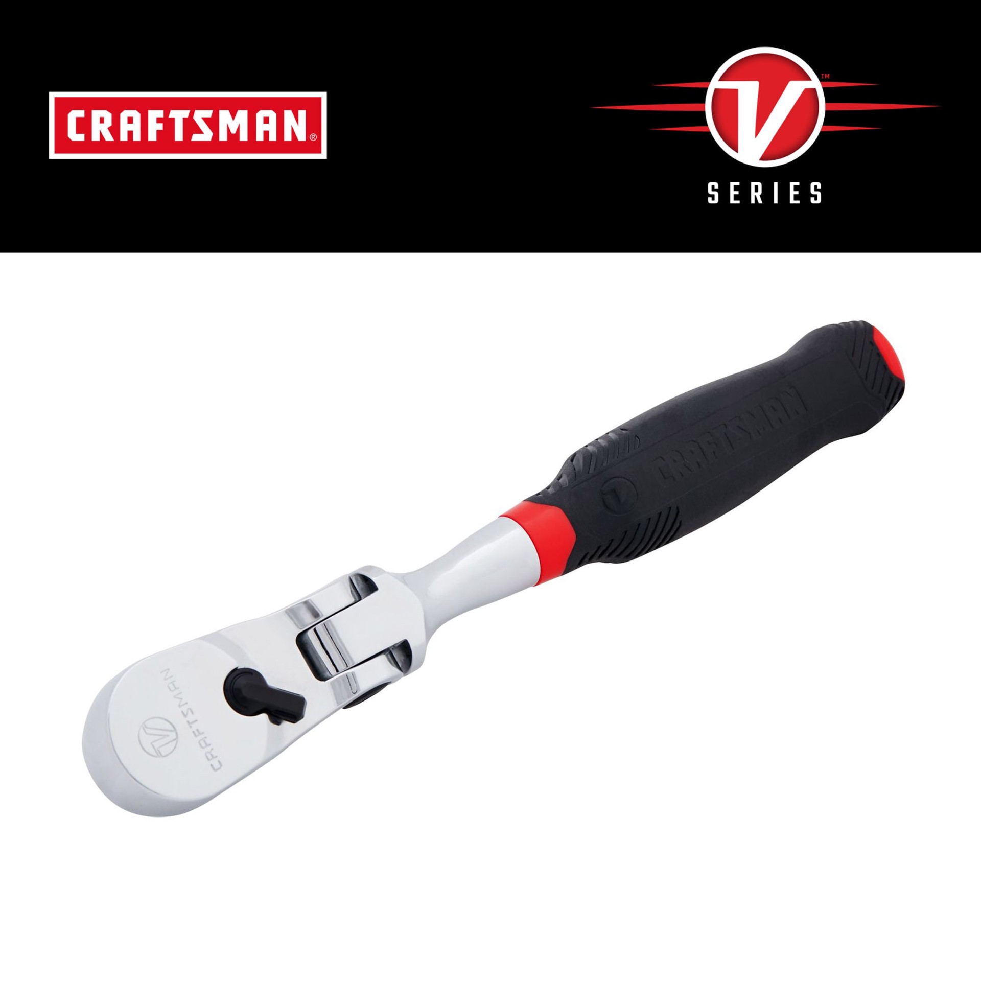 slide 1 of 6, CRAFTSMAN V-Series 96 -Tooth 3/8-in Drive Comfort grip Handle Flexible Head Ratchet, 1 ct