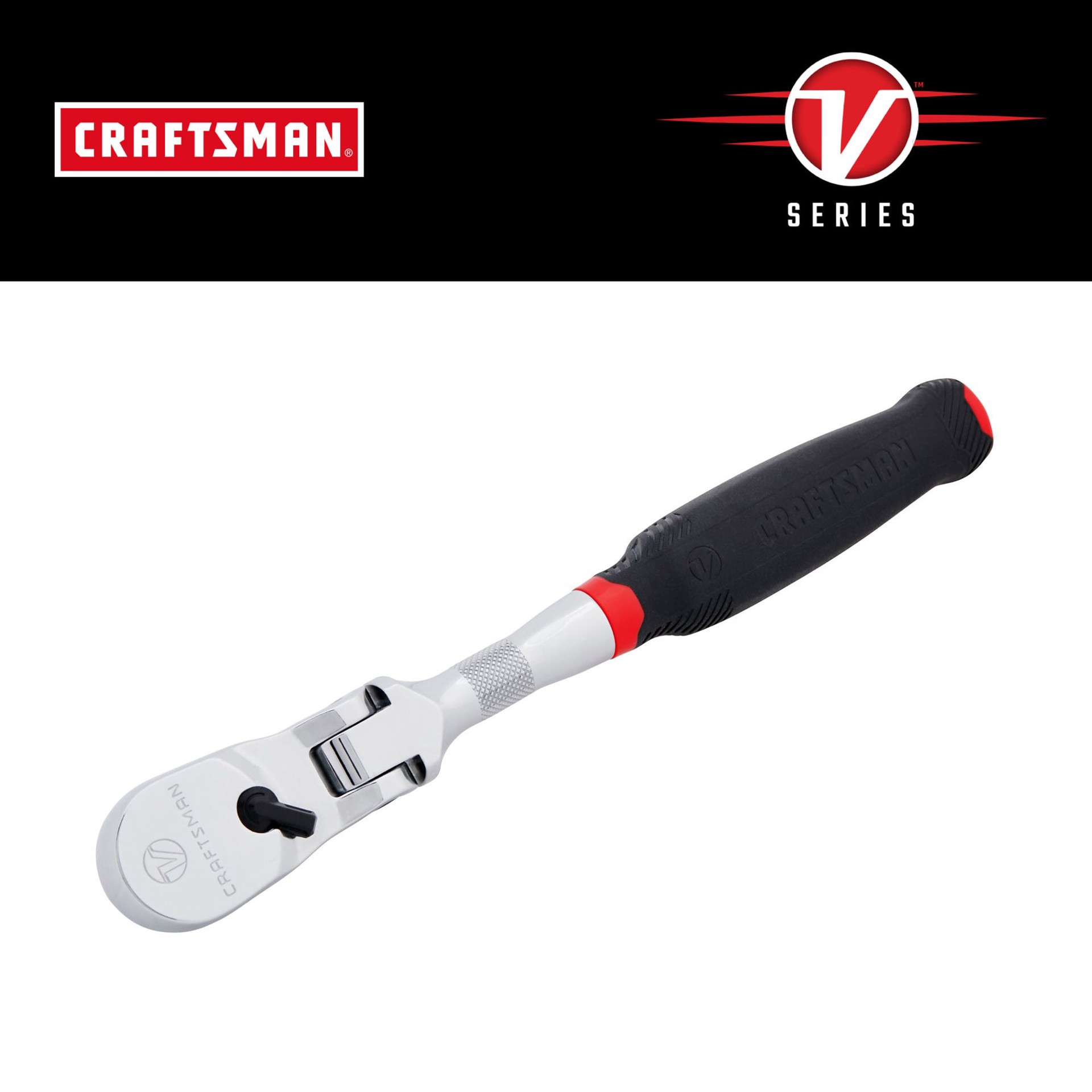 slide 1 of 6, CRAFTSMAN V-Series 96 -Tooth 1/2-in Drive Comfort grip Handle Flexible Head Ratchet, 1 ct