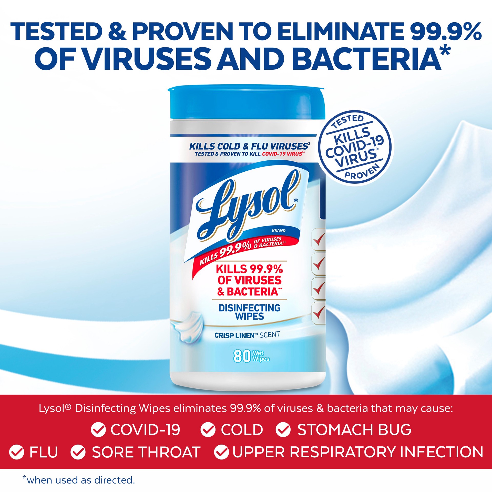 slide 3 of 6, LYSOL 80 -Count Crisp Linen Disinfectant Wipes All-Purpose Cleaner, 1 ct