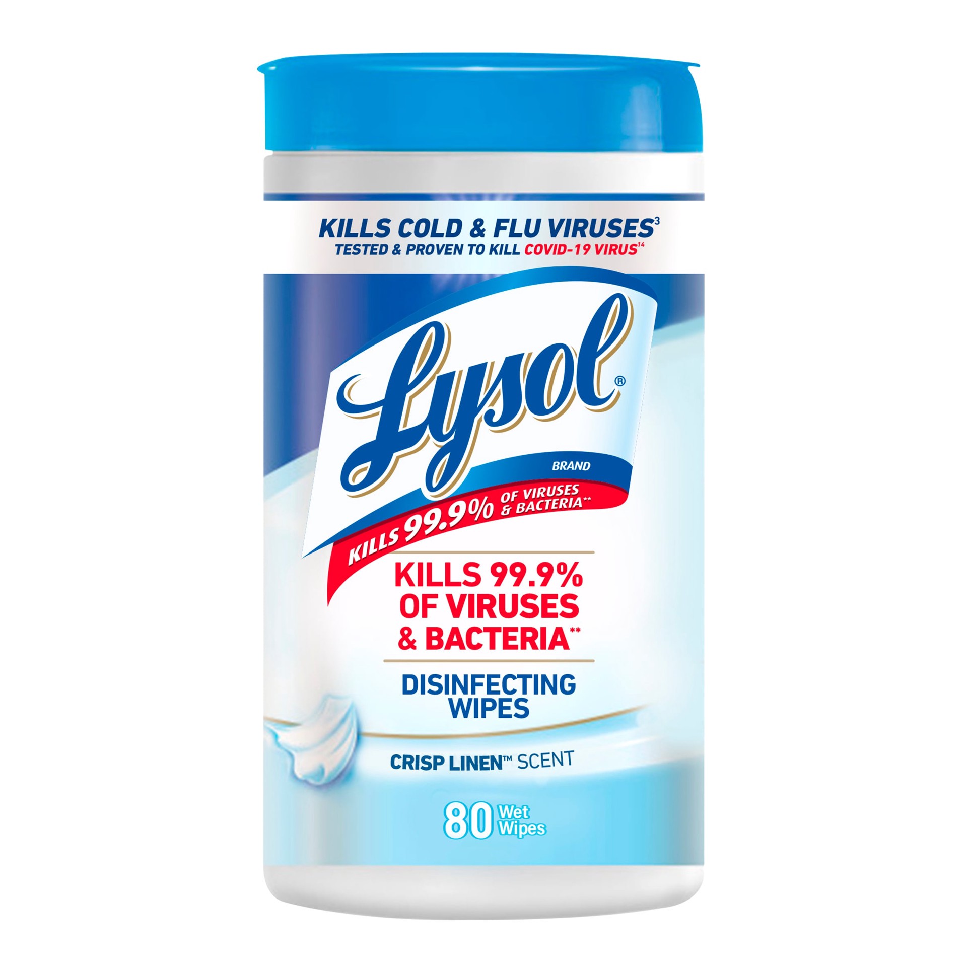slide 1 of 6, LYSOL 80 -Count Crisp Linen Disinfectant Wipes All-Purpose Cleaner, 1 ct