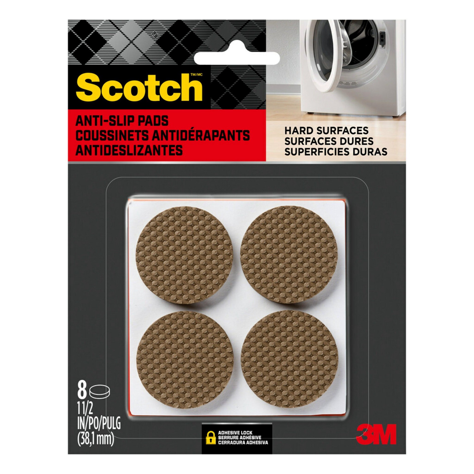 slide 1 of 6, Scotch Anti-Skid Anti-Skid 8 -Pack 1-1/2 in Brown Plastic Gripper pads, 1 ct