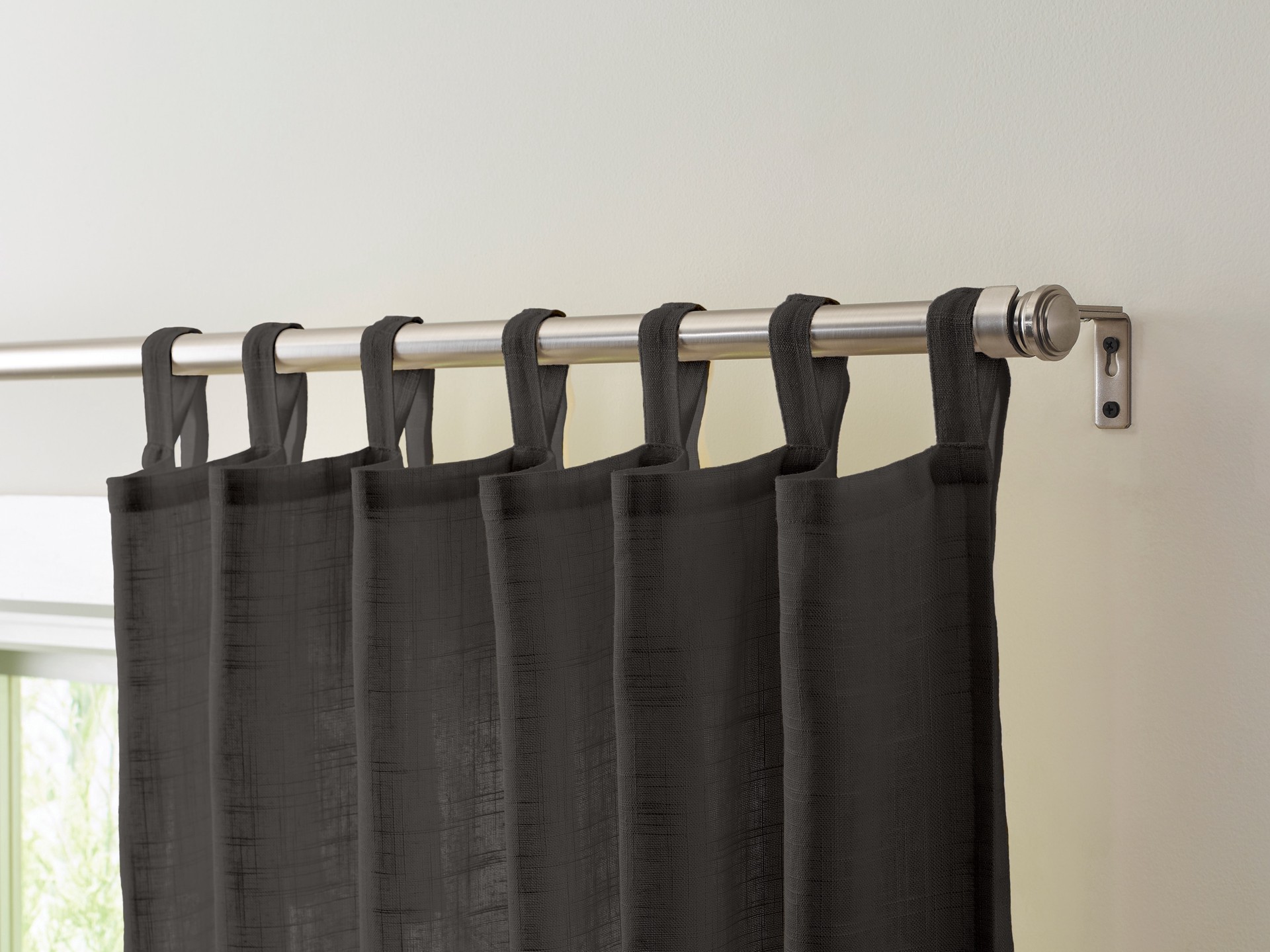 slide 5 of 6, allen + roth 84-in Grey Light filtering Tie top Single curtain panel, 1 ct