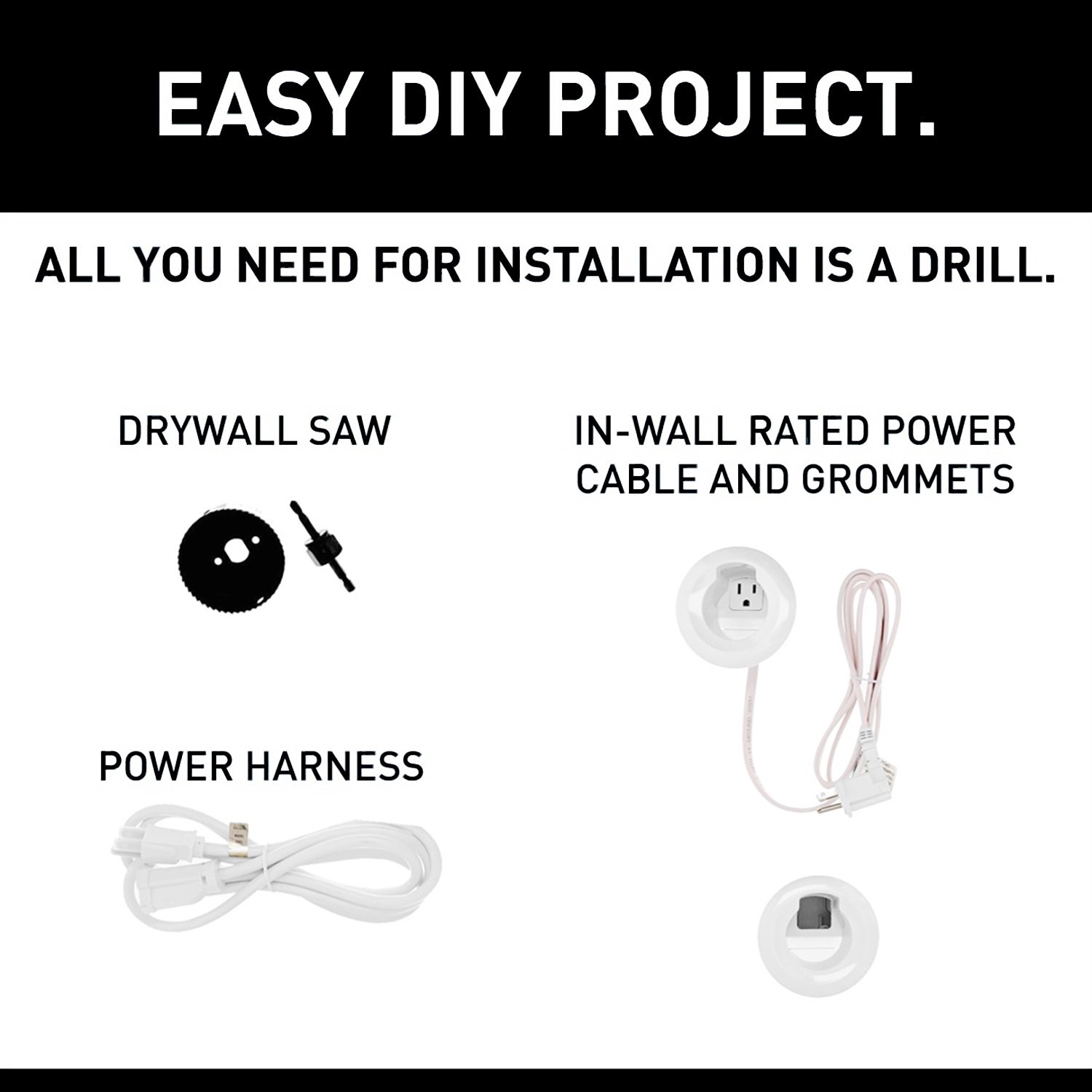 slide 3 of 6, Sanus 5 -Piece 3-3/4-in x 3.75-in PVC White Flat screen TV kit, 1 ct