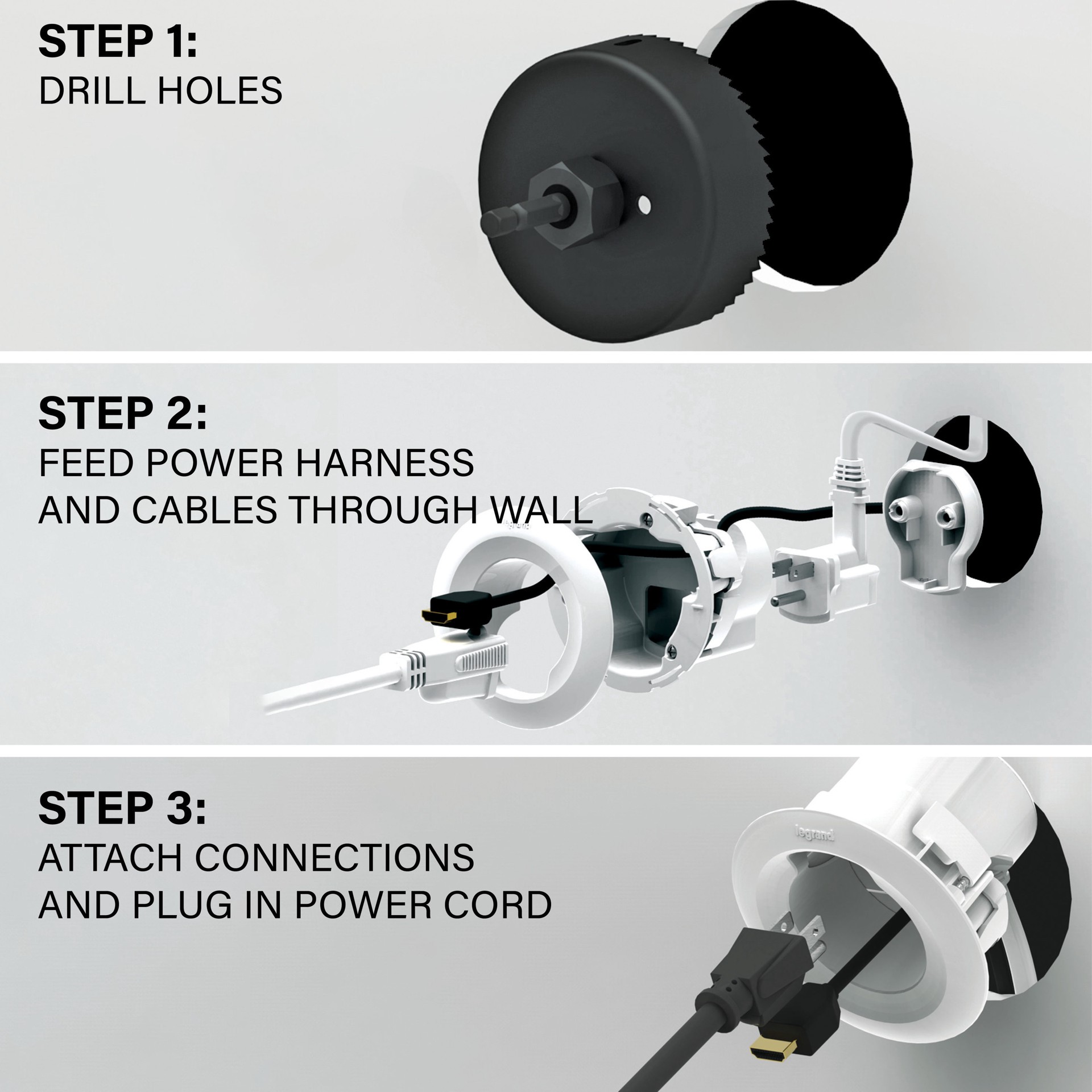 slide 6 of 6, Sanus 5 -Piece 3-3/4-in x 3.75-in PVC White Flat screen TV kit, 1 ct