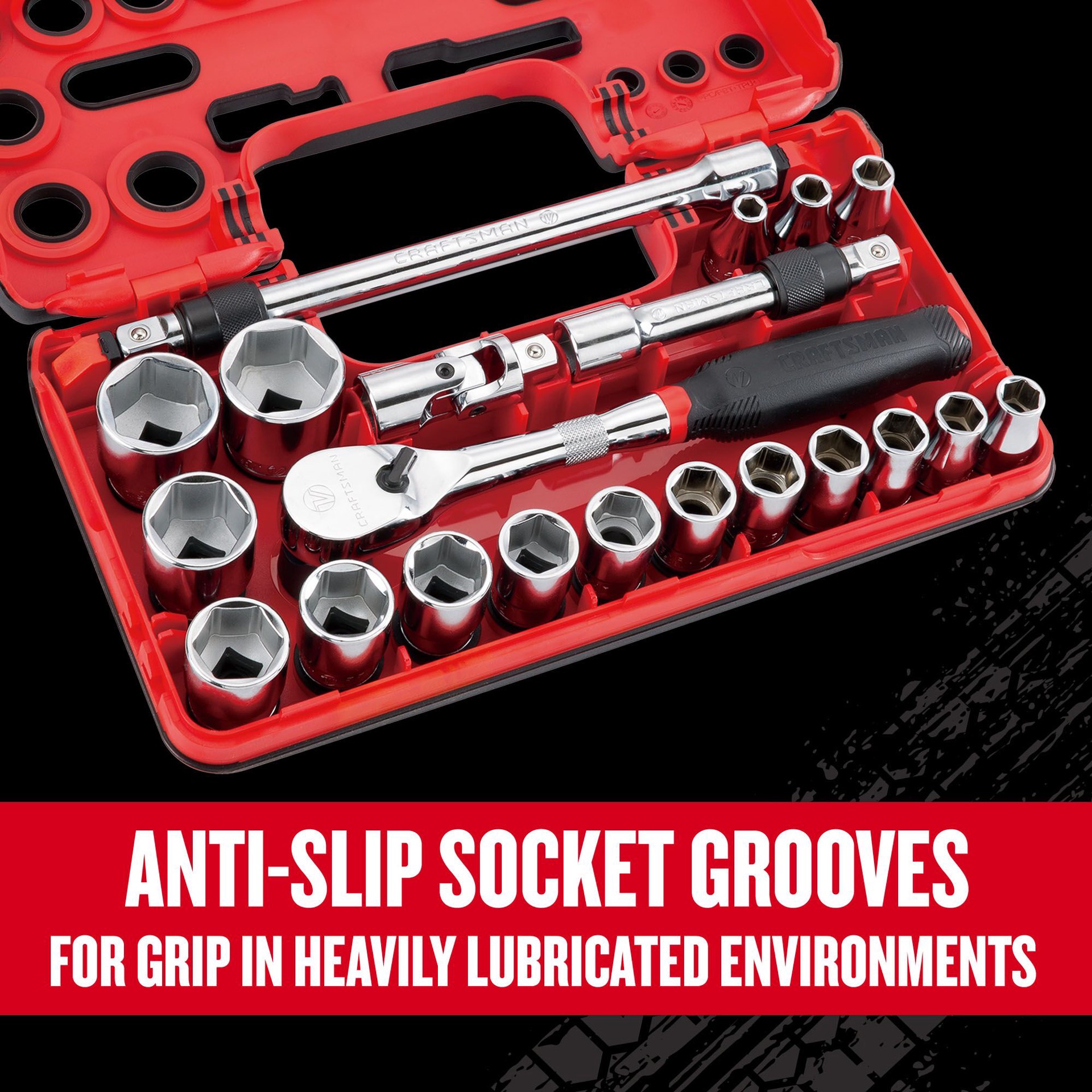 slide 4 of 6, CRAFTSMAN V-Series 1/2-in Drive Metric Shallow Socket Set 21 -Pieces, 1 ct