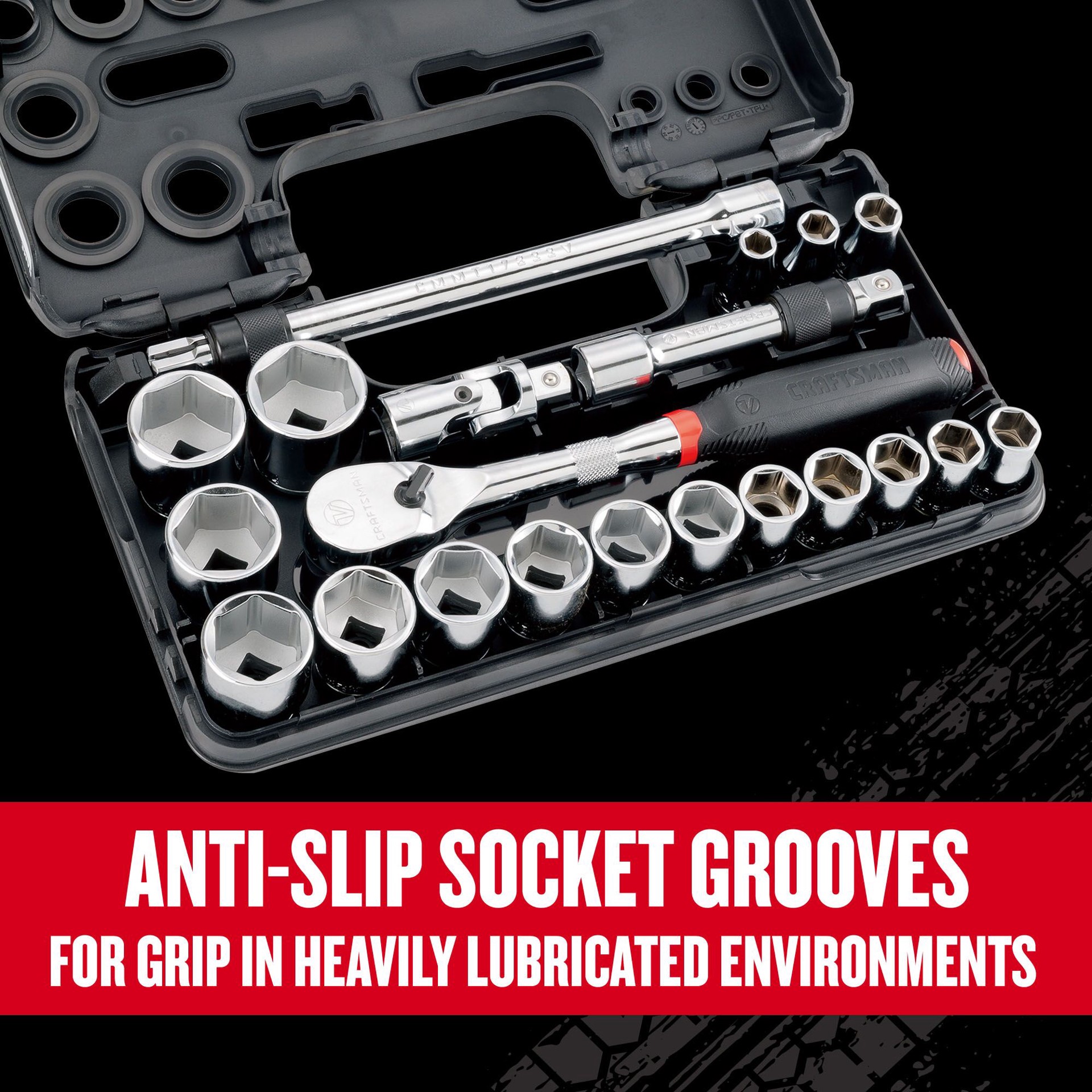 slide 4 of 6, CRAFTSMAN V-Series 1/2-in Drive Standard (SAE) Shallow Socket Set 21 -Pieces, 1 ct