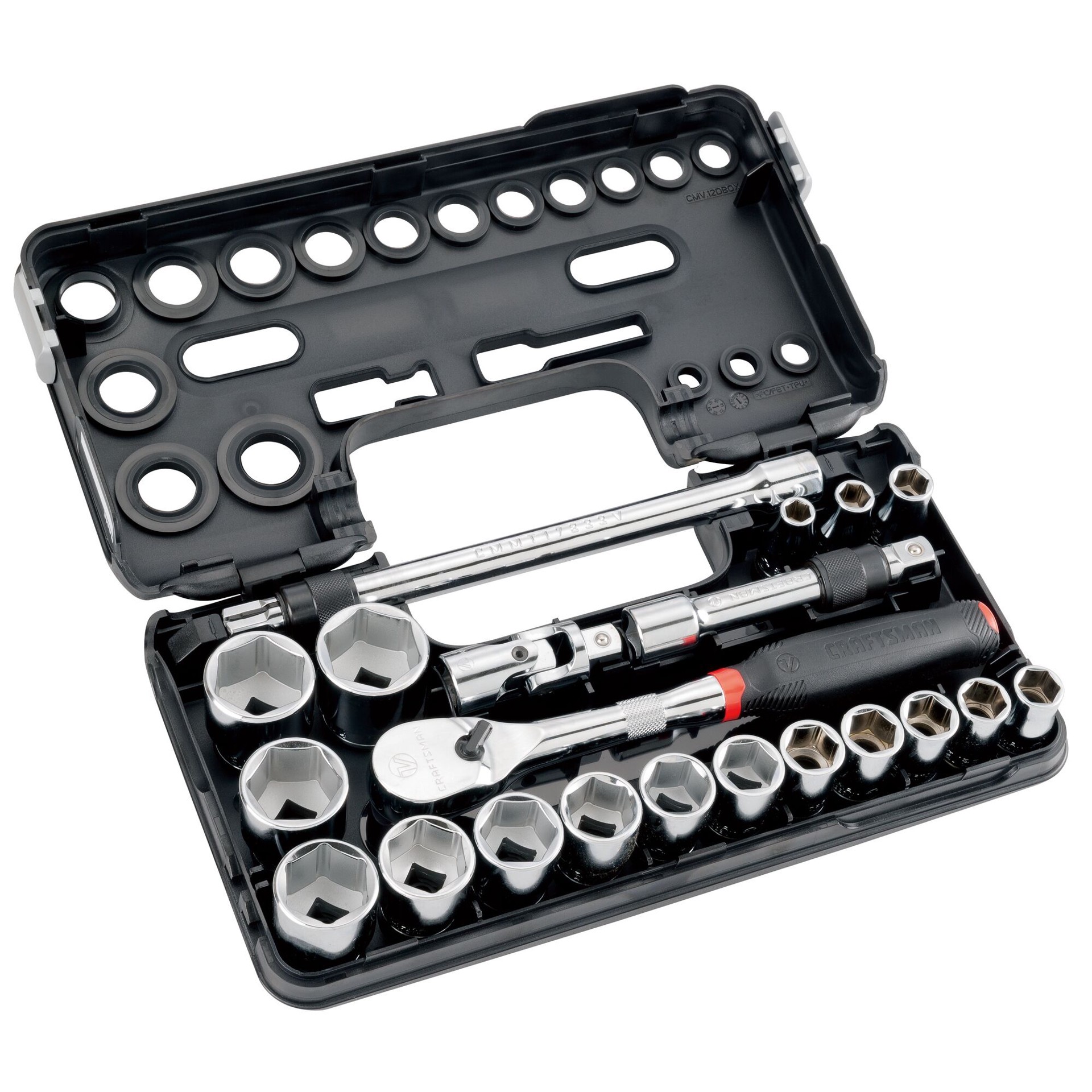 slide 6 of 6, CRAFTSMAN V-Series 1/2-in Drive Standard (SAE) Shallow Socket Set 21 -Pieces, 1 ct