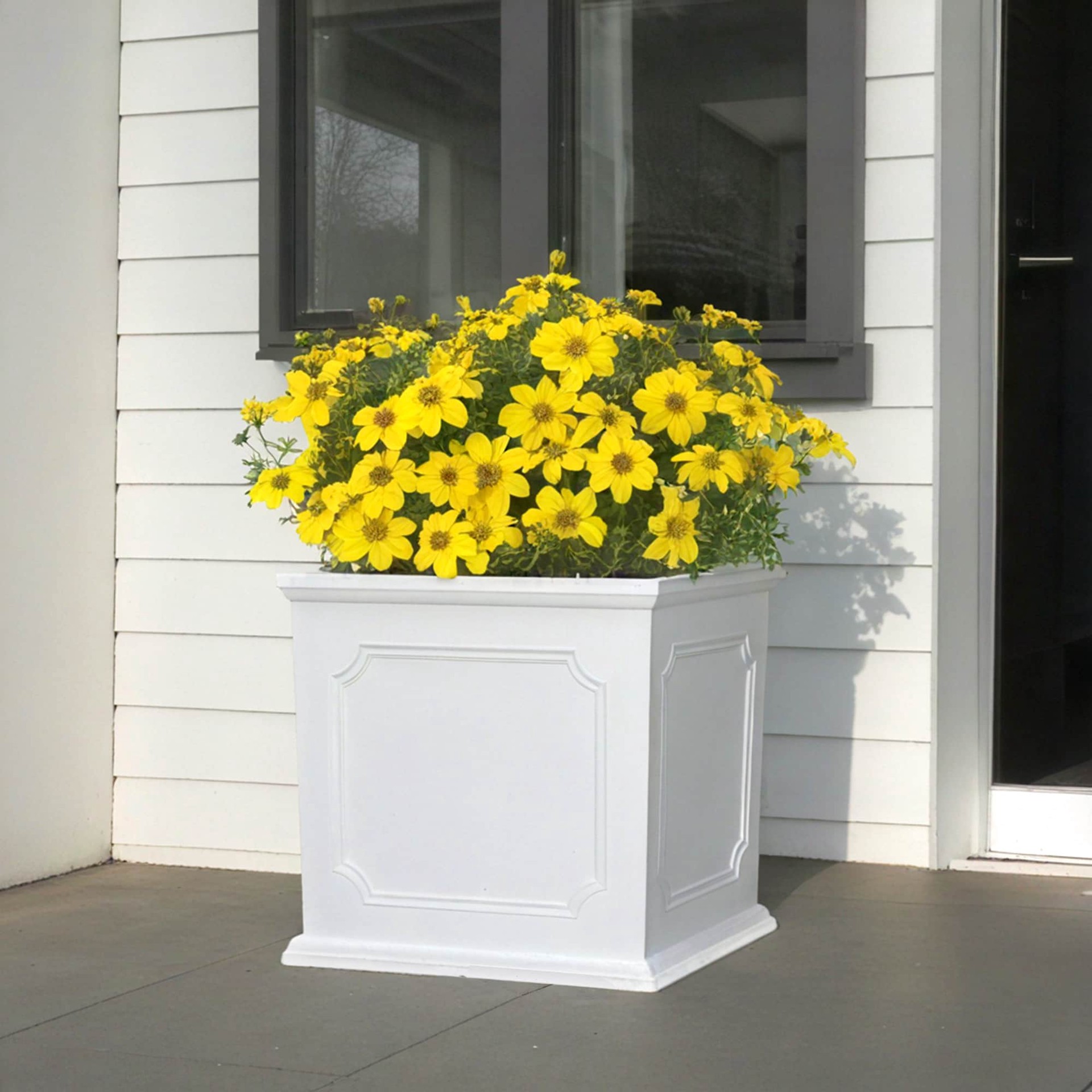 slide 2 of 6, allen + roth Square 14.02-in W x 14.02-in L White Resin Indoor/Outdoor Self Watering Planter, 1 ct