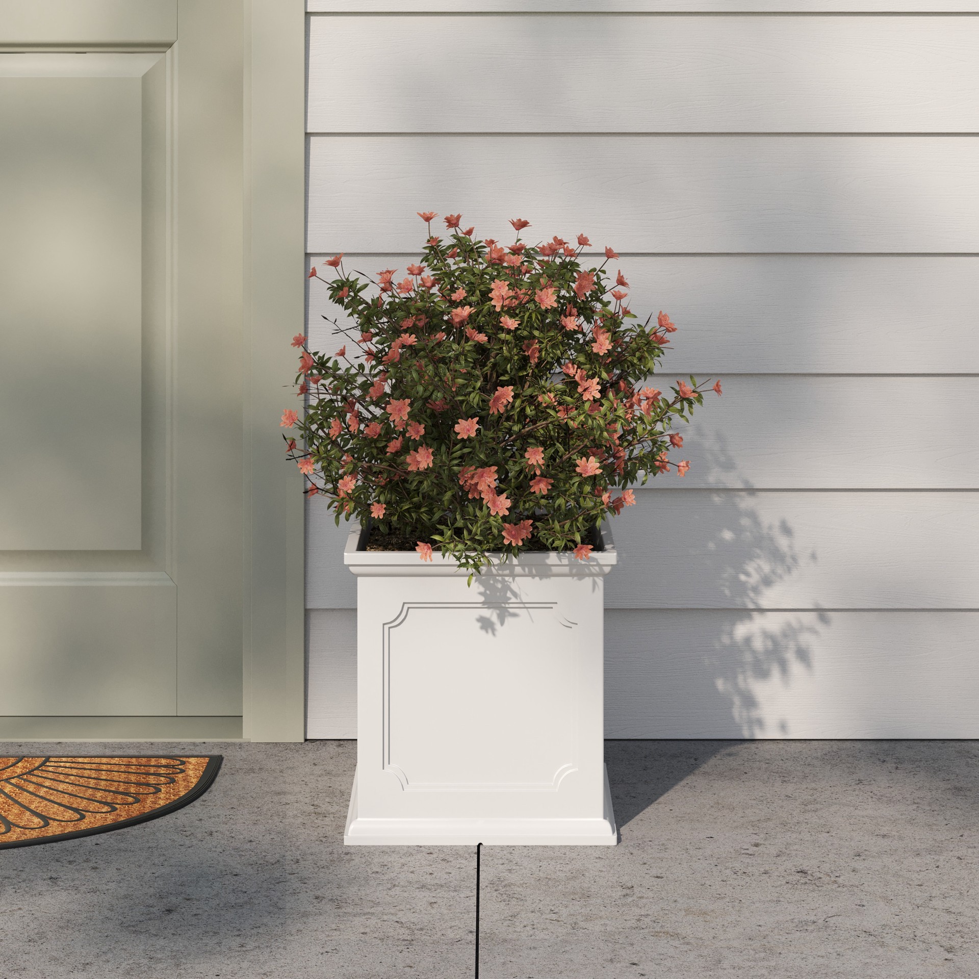 slide 2 of 6, allen + roth Square 14.02-in W x 14.02-in L White Resin Indoor/Outdoor Self Watering Planter, 1 ct