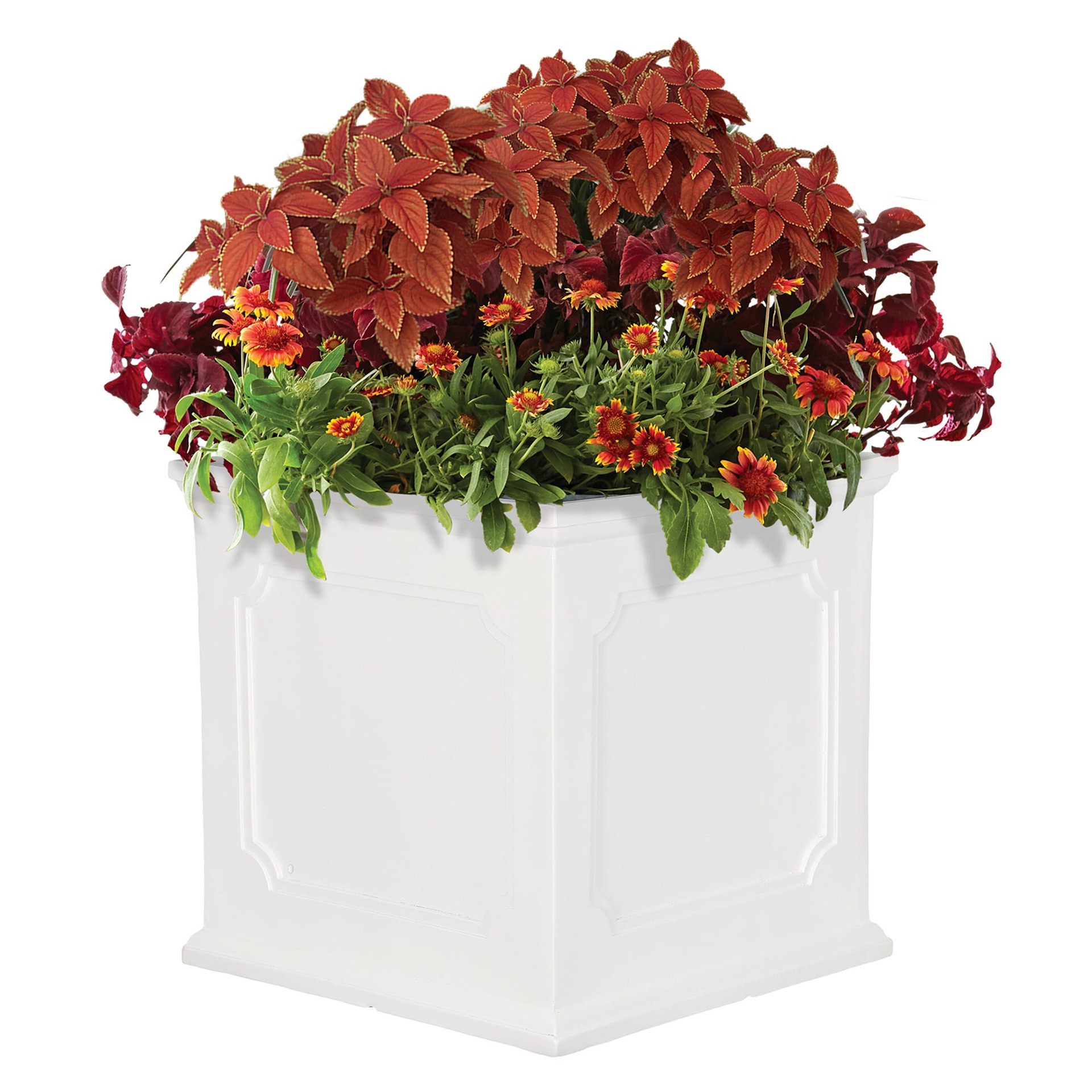 slide 3 of 6, allen + roth Square 14.02-in W x 14.02-in L White Resin Indoor/Outdoor Self Watering Planter, 1 ct