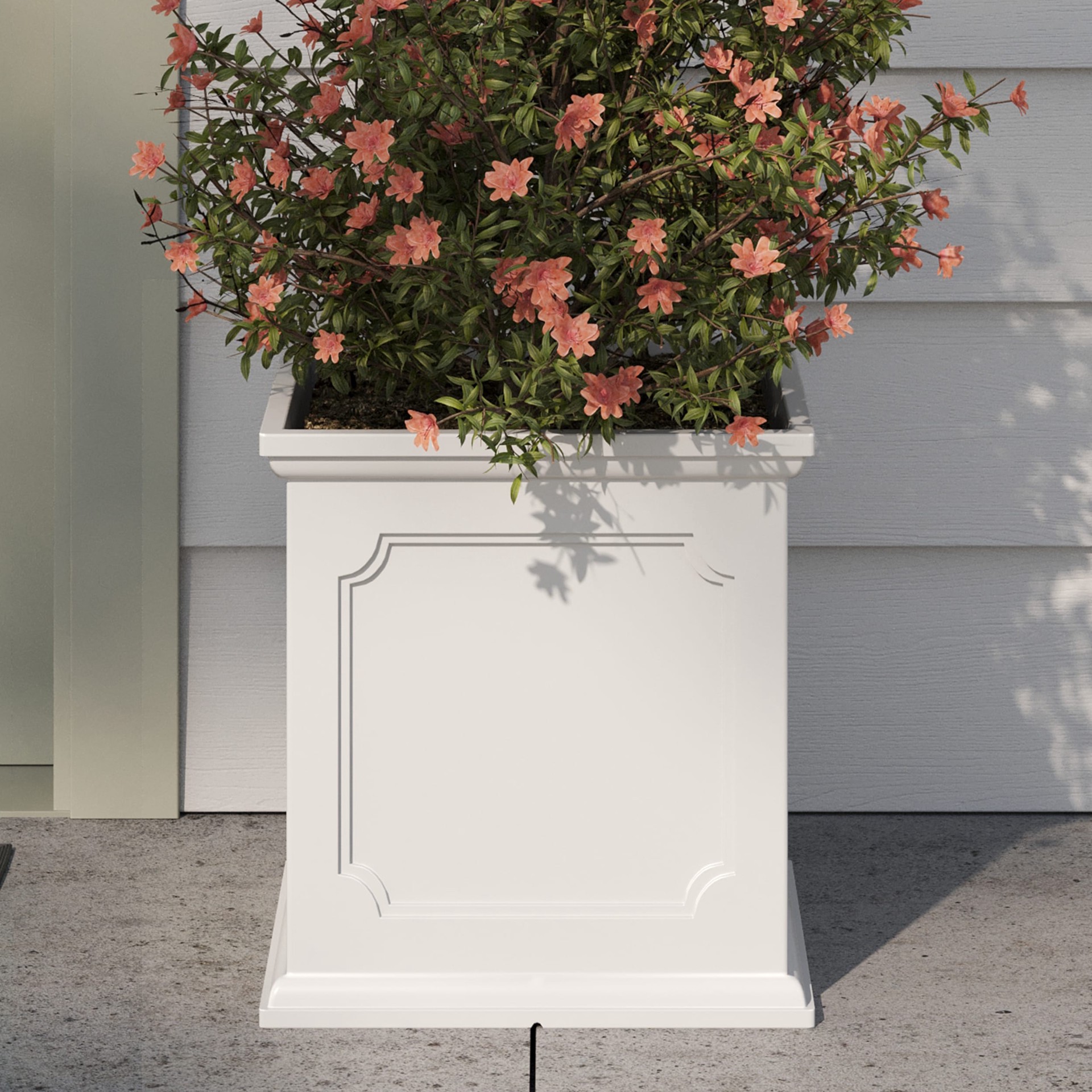 slide 3 of 6, allen + roth Square 14.02-in W x 14.02-in L White Resin Indoor/Outdoor Self Watering Planter, 1 ct