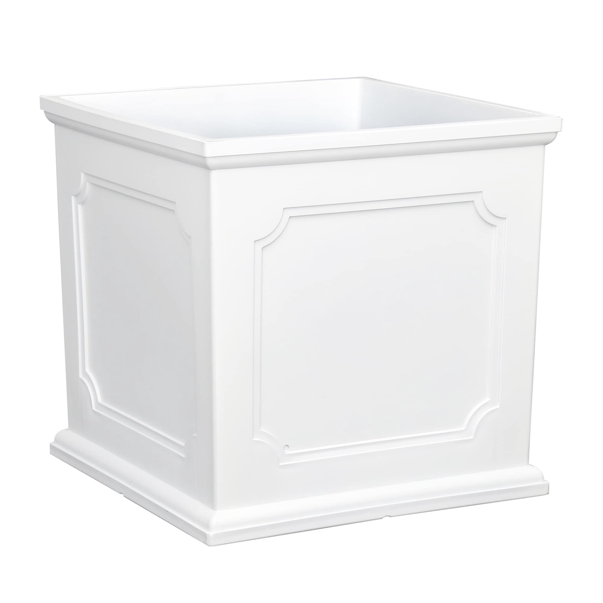 slide 1 of 6, allen + roth Square 14.02-in W x 14.02-in L White Resin Indoor/Outdoor Self Watering Planter, 1 ct