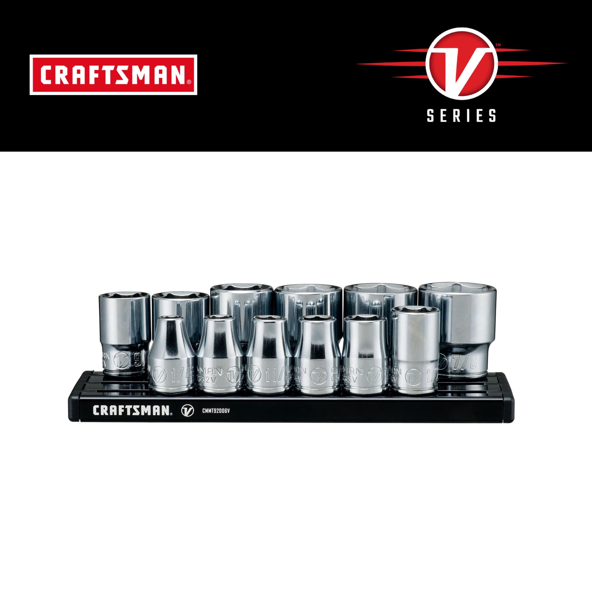 slide 1 of 6, CRAFTSMAN V-Series 3/8-in Drive Standard (SAE) Shallow Socket Set 12 -Pieces, 1 ct