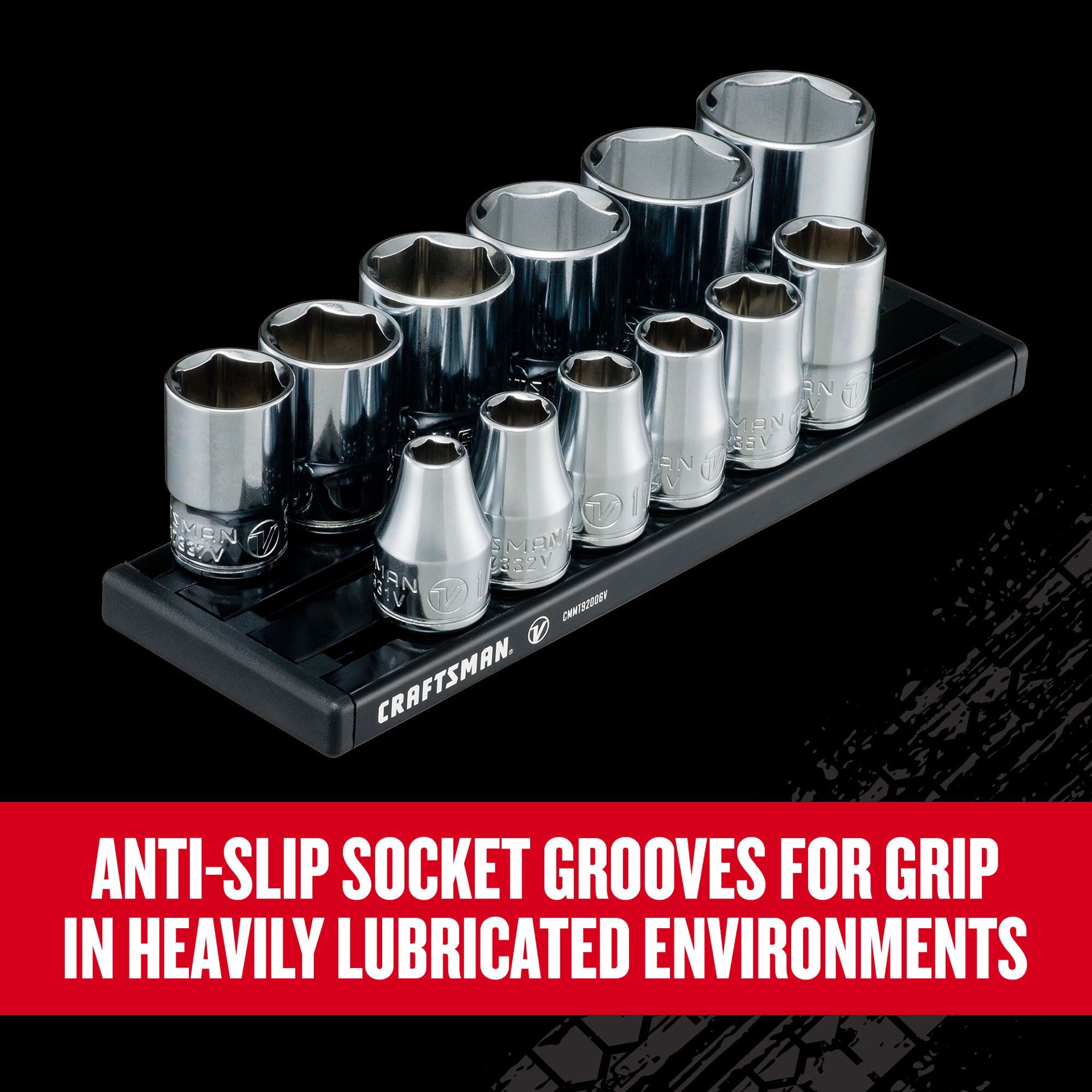 slide 4 of 6, CRAFTSMAN V-Series 3/8-in Drive Standard (SAE) Shallow Socket Set 12 -Pieces, 1 ct